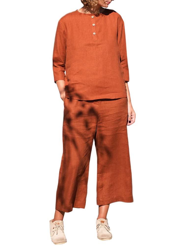 ZANZEA Women's Floral Print 2-Piece Outfit Set - Summer Casual Wide Leg Palazzo Pants & Top Lounge Set | Breathable Linen Fabric | Perfect for Beach Vacation, Yoga, and Weekend Outings
