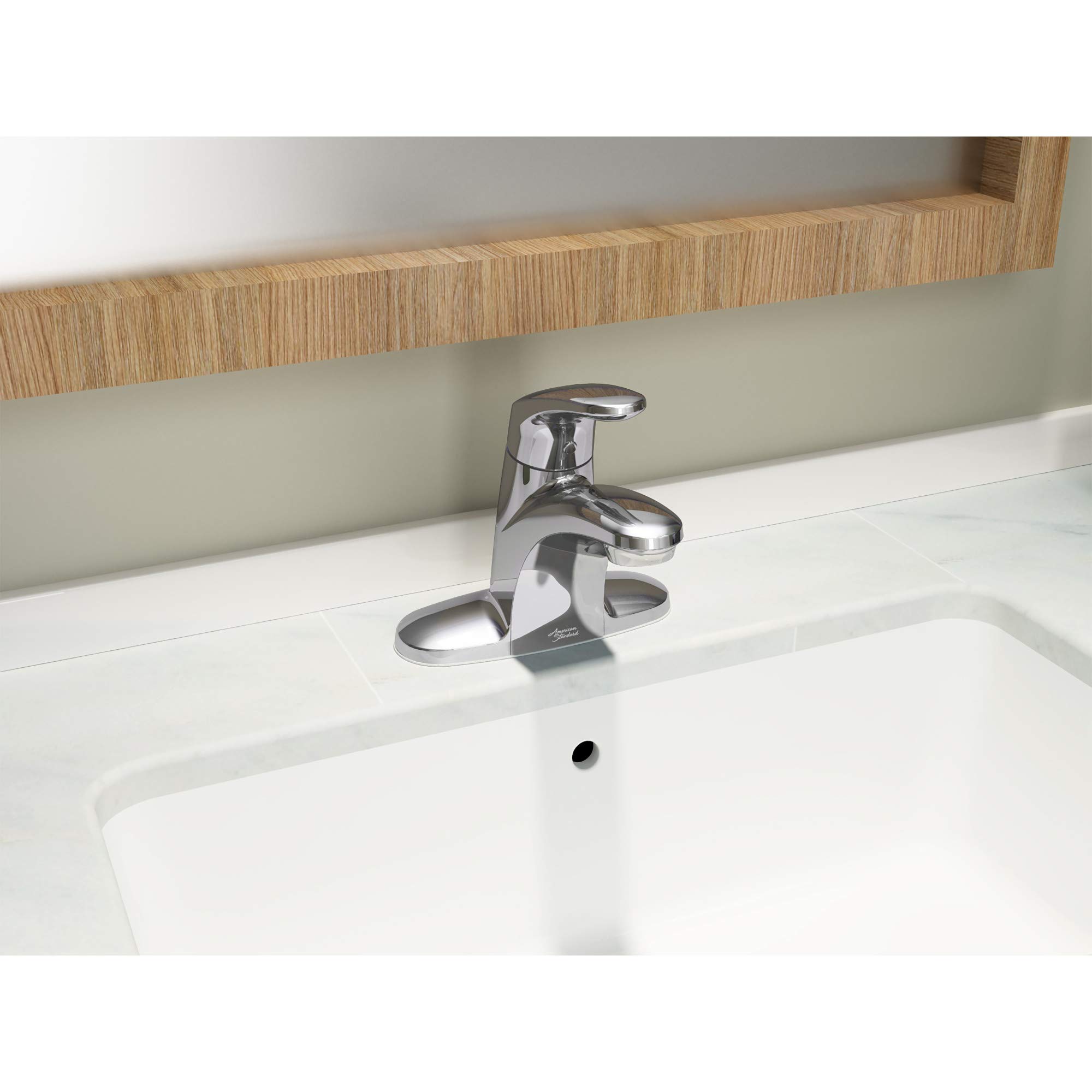 American Standard 7075005.002 Colony Pro SL Centerset Bathroom Faucet with Drain - Polished Chrome Finish for Modern Vanities and Powder Rooms