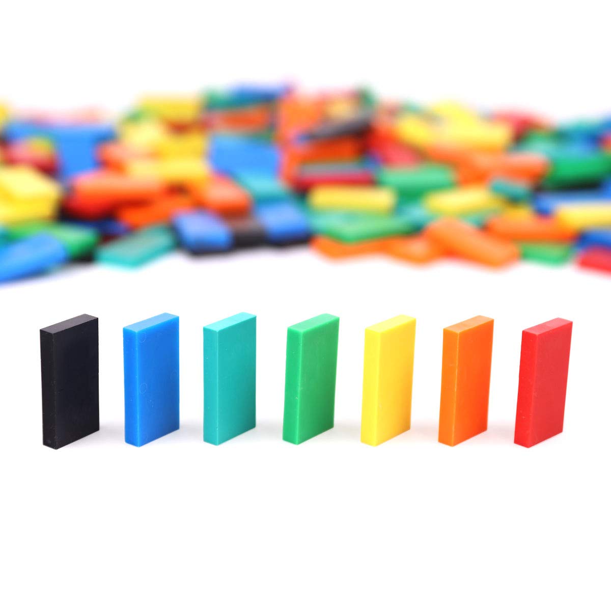 100pcs Bulk Plastic Dominoes Set - Educational STEAM Toy for Kids, Building, Stacking & Chain Reaction Games (Classic Colors) - Perfect for Classroom Activities, Birthday Parties & Family Game Nights