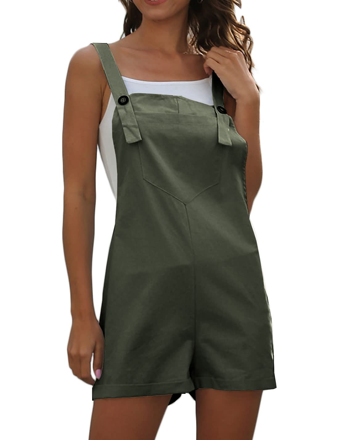 Jenkoon Women's Casual Sleeveless Jumpsuit - Adjustable Straps, Cuffed Hem, Cotton Linen Bib Overalls Romper Shorts | Perfect for Summer Outings, Beach Wear & Casual Fashion