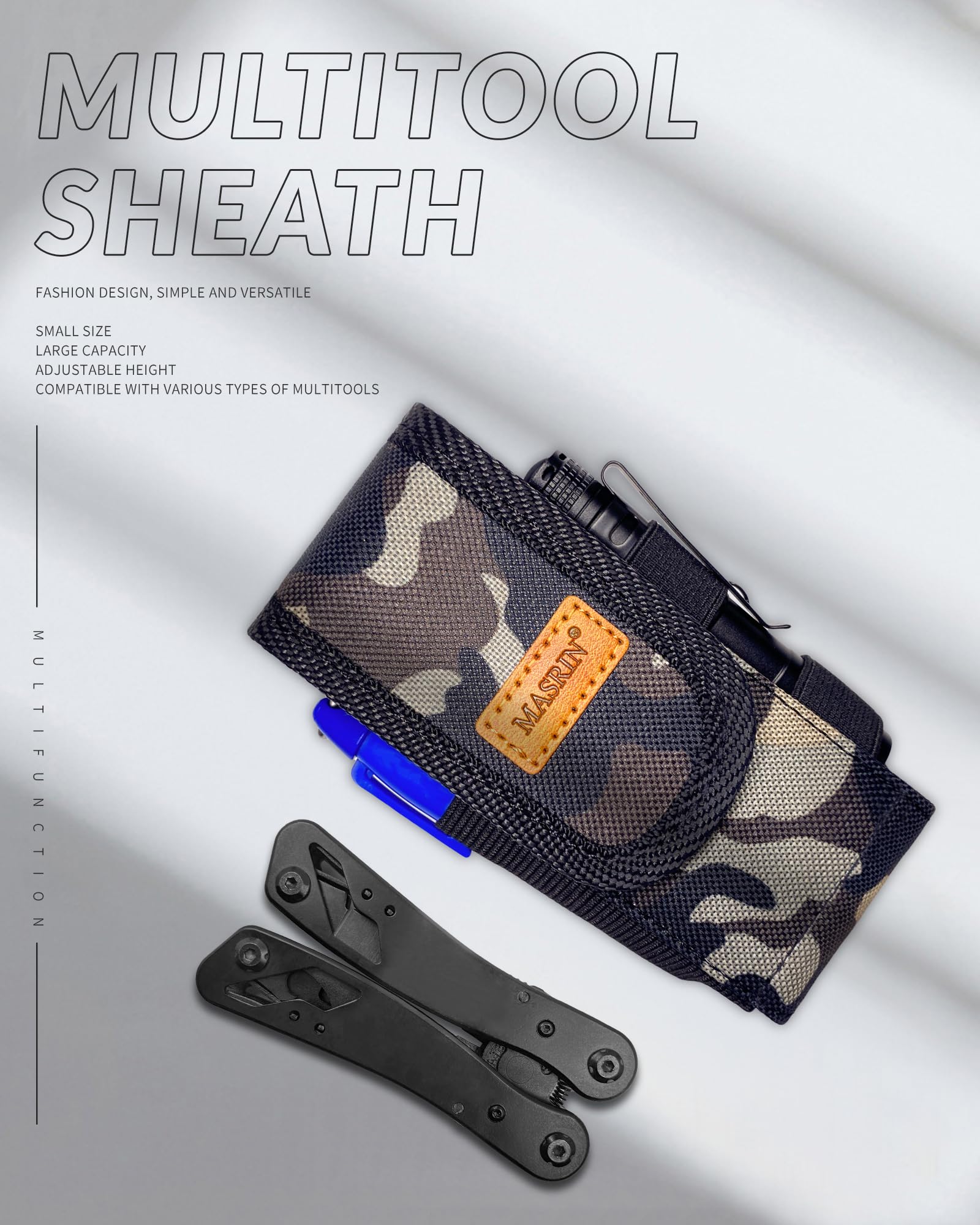 **Leather Multi Tool Pouch with Belt Clip - Durable Multitool Sheath for Belt, Compact Knife Holder & Small Tool Case - Compatible with Multitool Accessories - Perfect for Camping, Hiking & Outdoor Adventures**