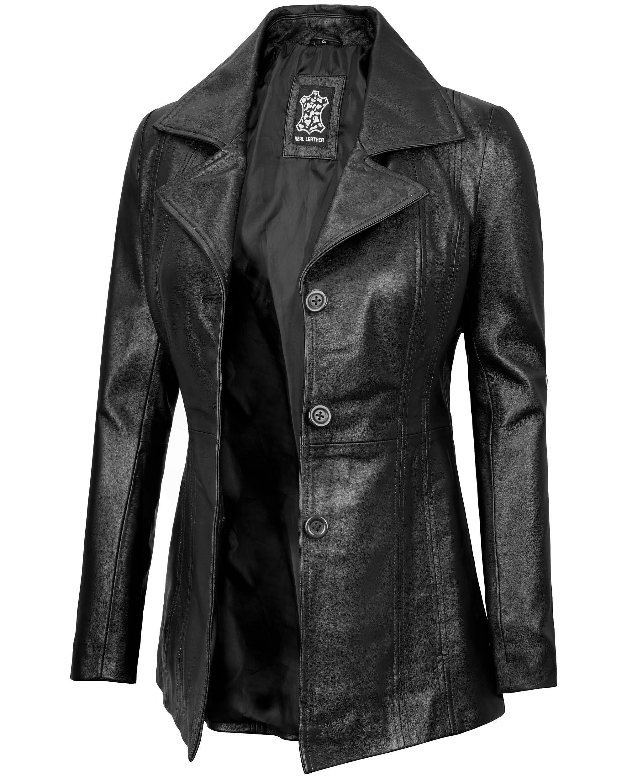 Genuine Lambskin Leather Blazers for Women - Business Casual Blazer Jackets for Office & Evening Wear - Premium Women's Leather Blazers for Work & Special Occasions