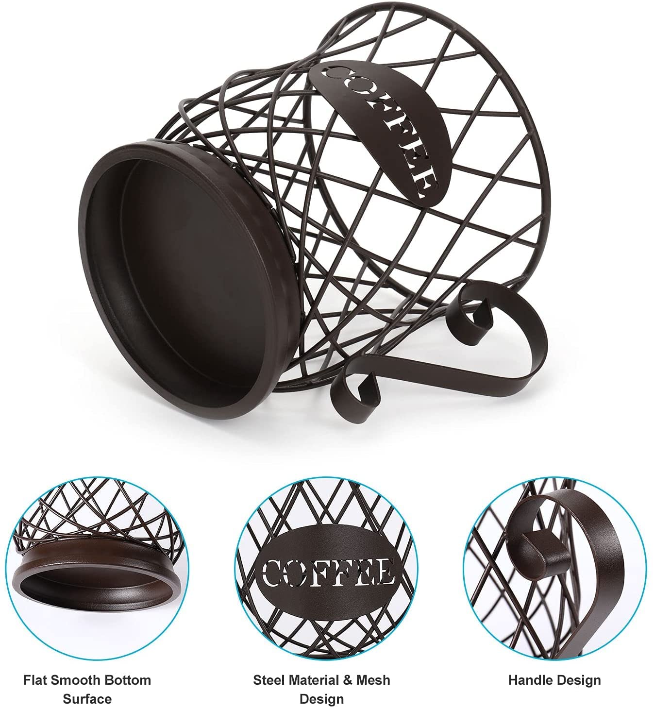 **Black Coffee Pod Holder & Mug Cup Organizer - Coffee Capsule Storage Basket for Keurig, Nespresso - Perfect for Home, Cafe, Hotel & Office Use**