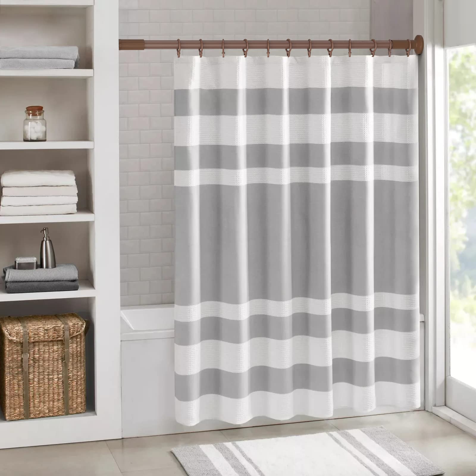 Umimile Rust-Resistant Spring Tension Shower Curtain Rod - Adjustable 51-86 Inch Brown Closet Rod for Bathroom, Window, or Shower - Easy Installation for Home & Apartment Use