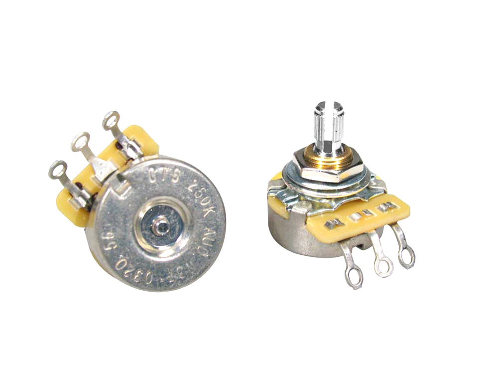 CTS250 A56 250K Ohm Split Shaft Audio Taper Potentiometer with Short Bushing - Perfect for Guitar, Bass & DIY Audio Equipment Repair/Upgrades