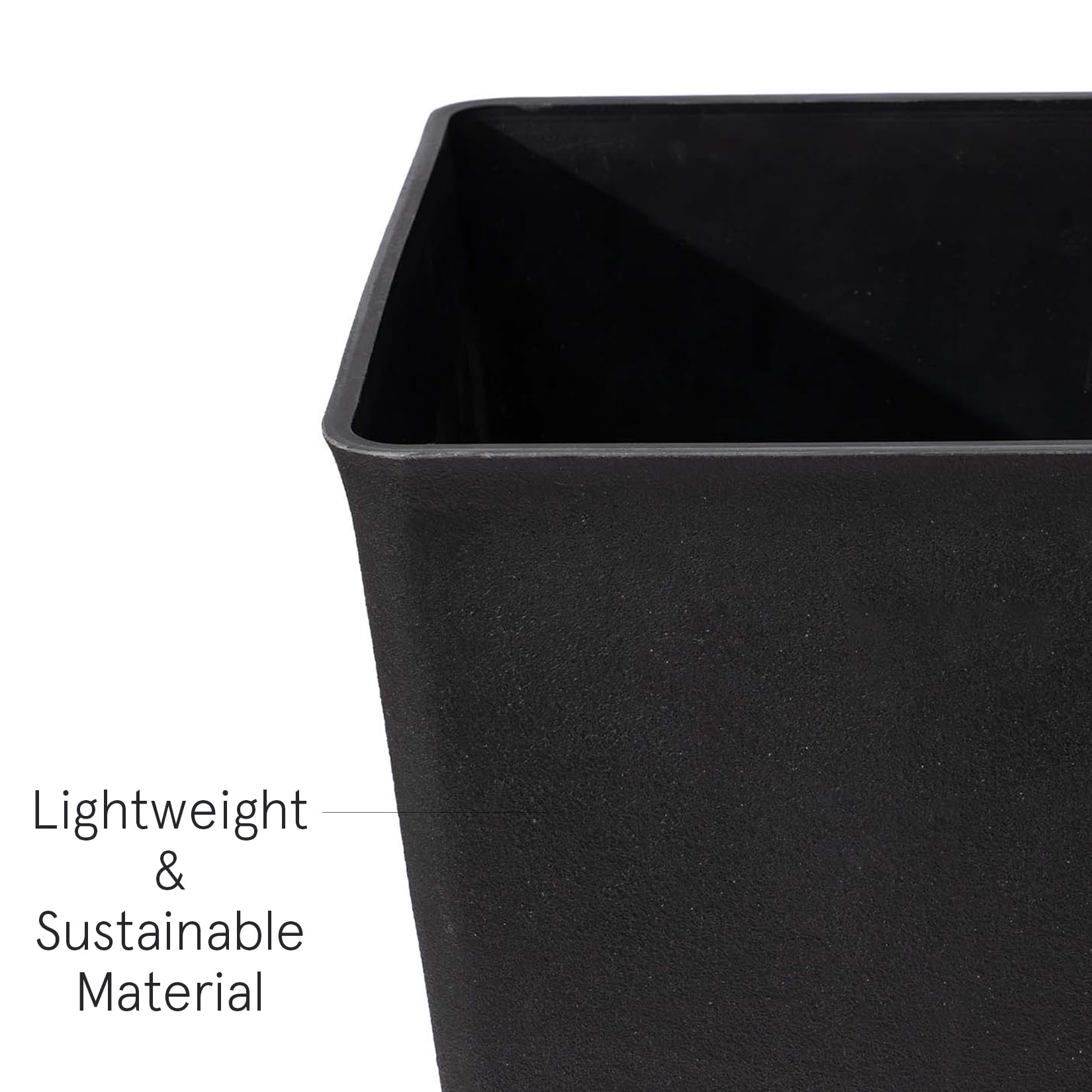 LA Jolie Muse 20 Inch Tall Black Rectangular Outdoor Planters - Set of 2 Modern Tapered Garden Pots with Shelf Insert for Plants | Perfect for Front Door Decor, Patio, Balcony & Large Garden Flower Arrangements