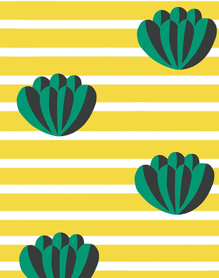 Clare V. 'Lotus Stripe' Yellow Wallpaper - Modern Peel & Stick Wallpaper for Bedroom, Living Room & Nursery Decor