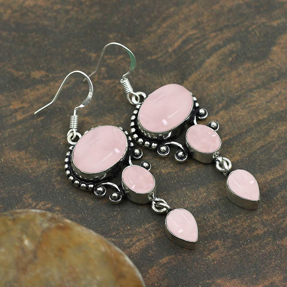 16.96Cts Natural Semi-Precious Gemstone Dangle Earrings for Women - Handmade Bohemian Jewelry, Perfect Gift for Mom, Wife, or Women's Day - Ideal for Casual Wear, Parties, and Special Occasions
