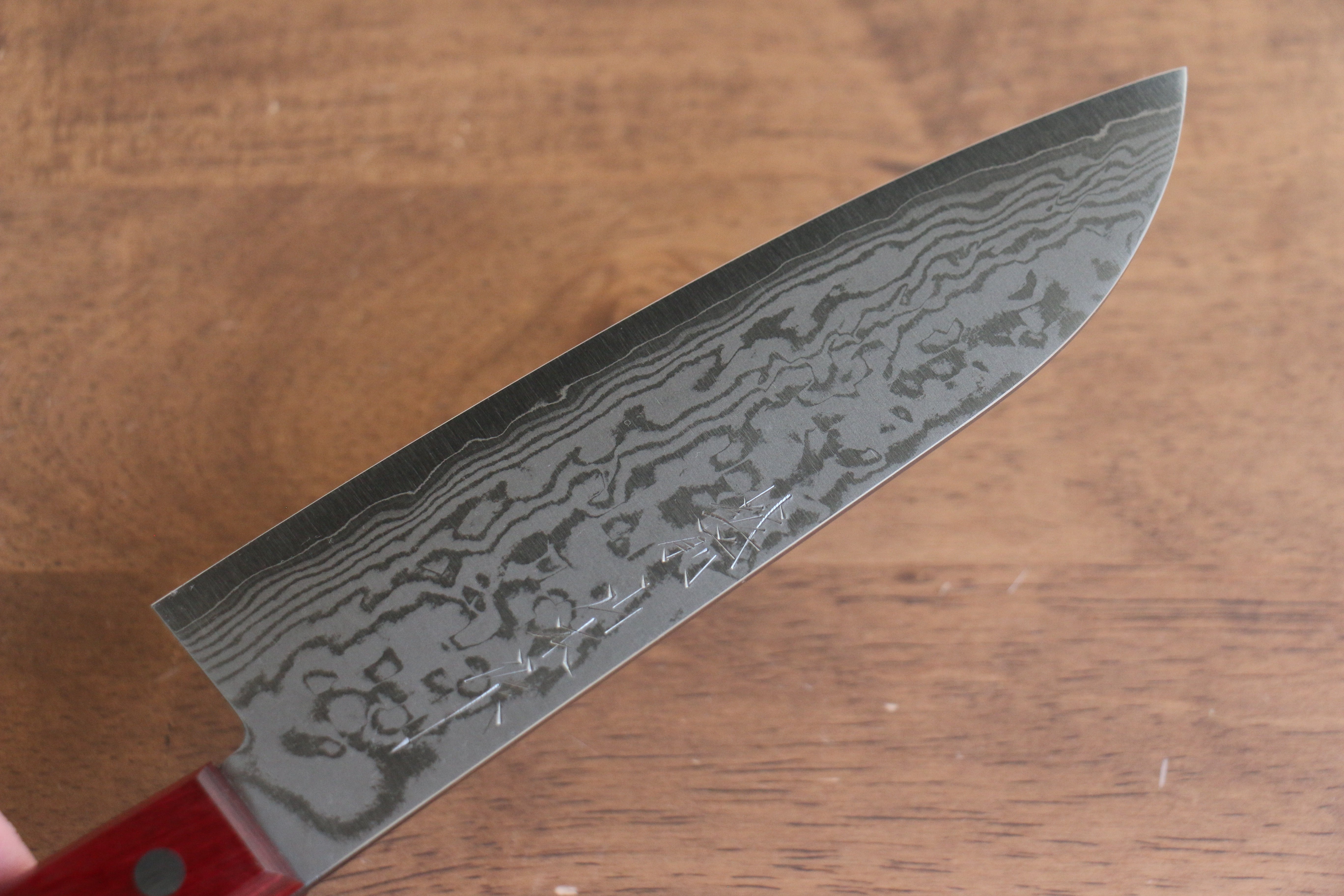 Premium Nao Yamamoto VG10 Damascus Santoku Knife 170mm - Japanese Chef Knife with Red Pakka Wood Handle - Perfect for Slicing, Dicing & Chopping Vegetables, Meat & Fish
