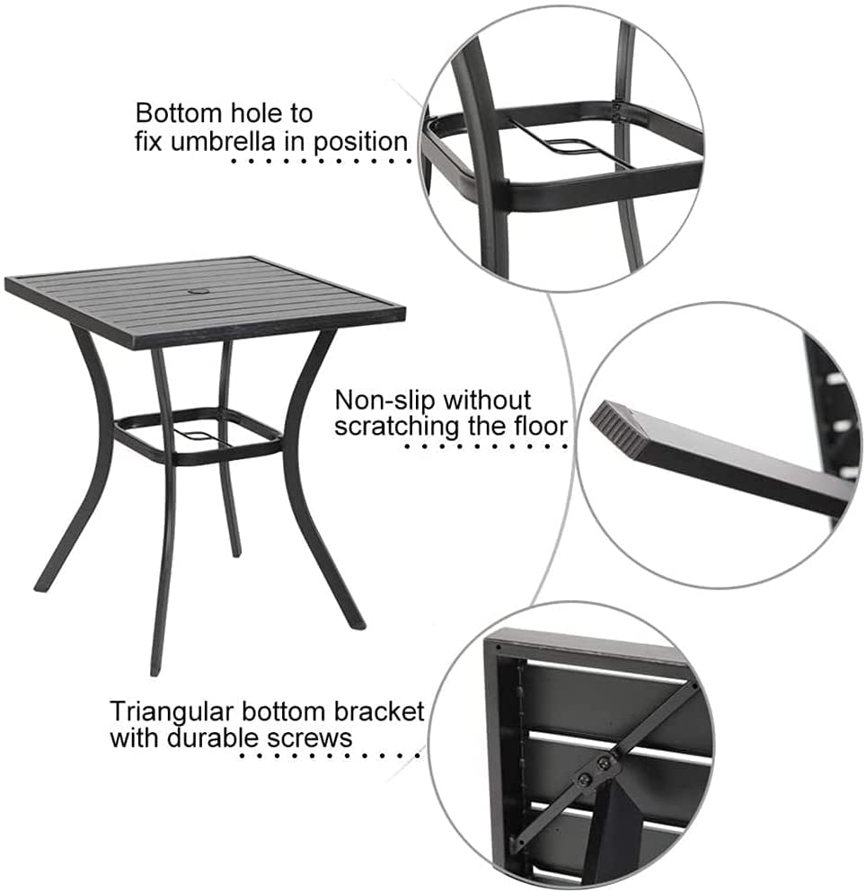 PHI VILLA 3-Piece Outdoor Patio Bar Set - 2 Rattan Bar Stools with 3.5
