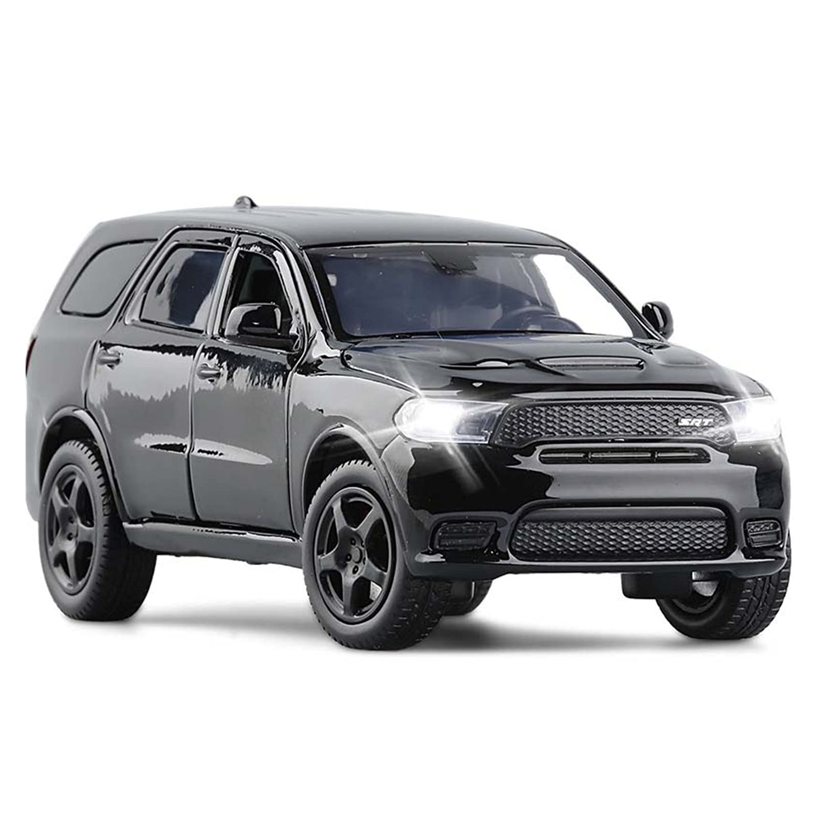 1:32 Scale Diecast Durango SRT Model Car - Pull Back Action with Opening Doors - Cool Simulation Collectible Toy (Black) | Perfect for Car Enthusiasts, Gift Giving, and Display Collections