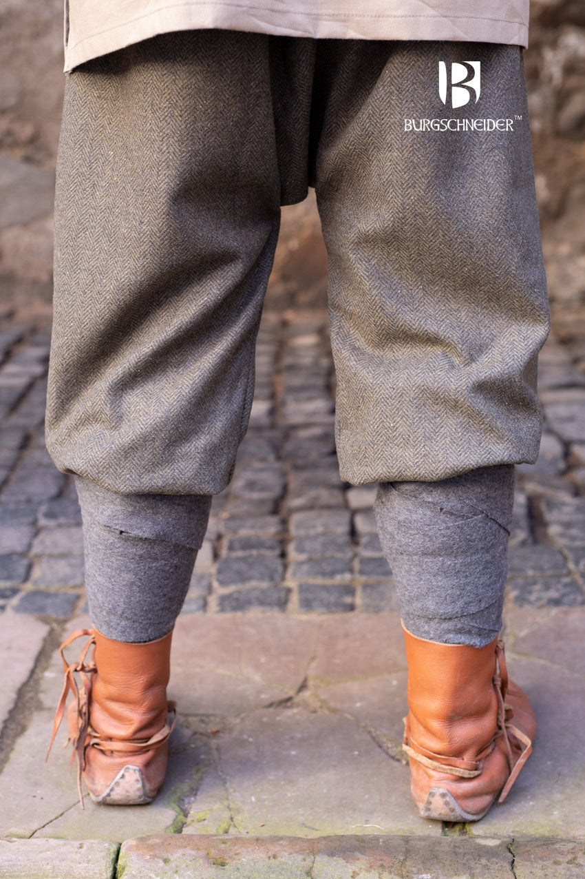 Men's Rus Pants Ivar Herringbone Olive/Grey - Casual Slim Fit Trousers for Work, Travel & Outdoor Activities