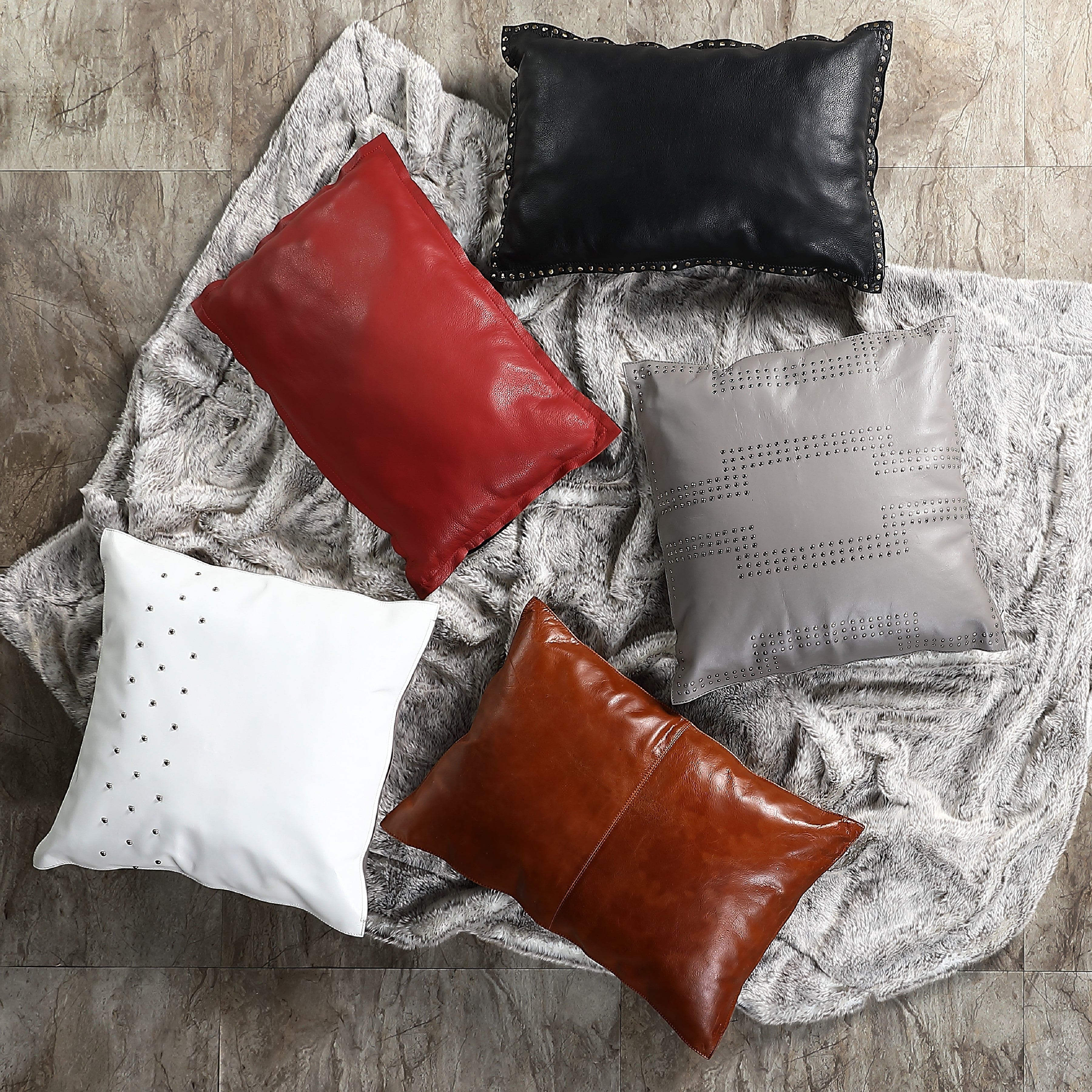 Premium Red Leather Pillow - Soft & Durable Decorative Throw Pillow for Sofa, Bed, Couch - Perfect for Living Room, Bedroom & Home Decor