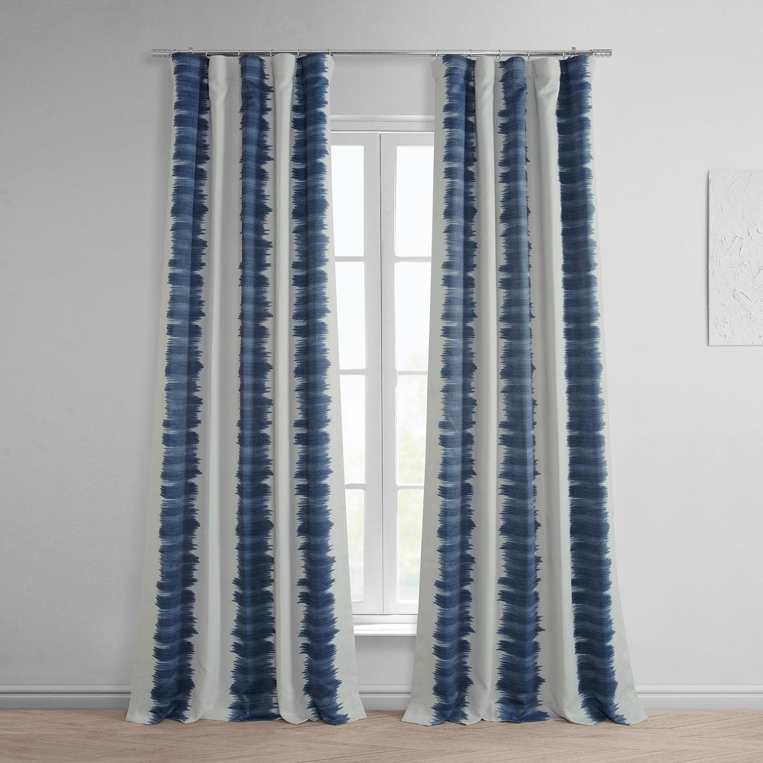 Flambe Blue Striped Blackout Curtains - Thermal Insulated Room Darkening Drapes for Bedroom, Living Room & Nursery - Noise Reducing & Energy Efficient Window Treatments