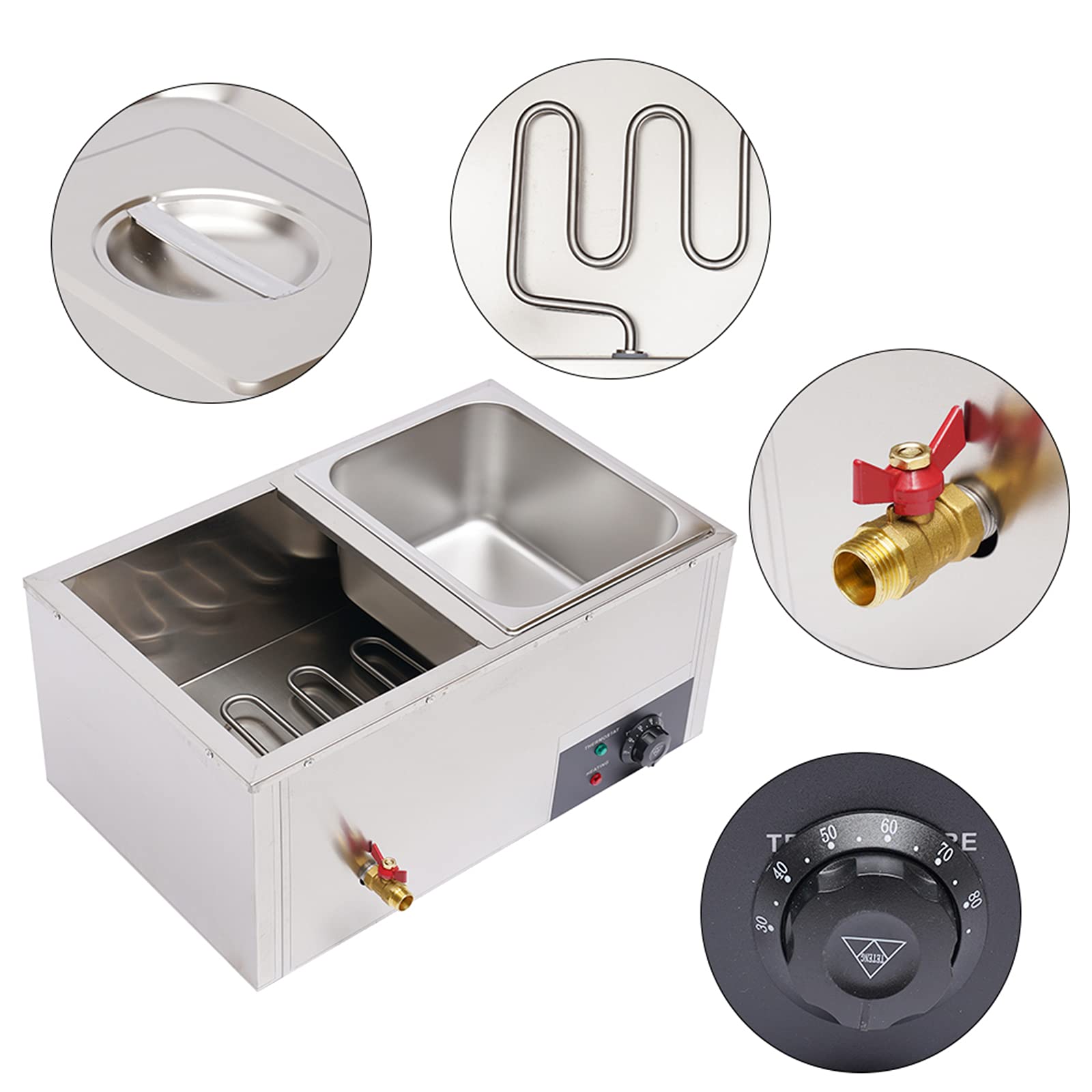 Commercial Stainless Steel 2-Pan Electric Steam Table Food Warmer - 110V 850W 10L Large Capacity Bain-Marie for Buffet, Catering & Restaurant Use - Perfect for Keeping Food Hot at Events, Parties & Self-Service Stations