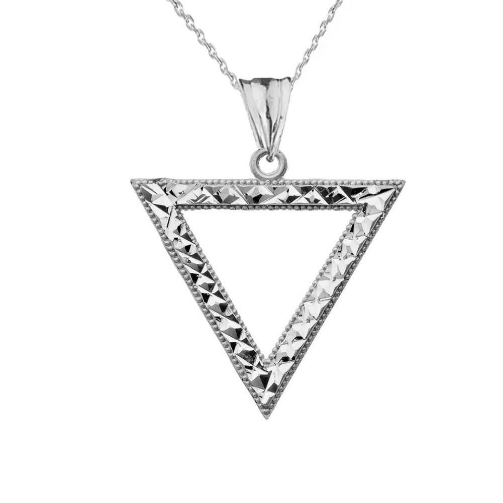 14k White Gold Open Triangle Charm Pendant Necklace with Chain - Elegant Minimalist Jewelry for Women, Perfect for Everyday Wear, Date Nights & Special Occasions