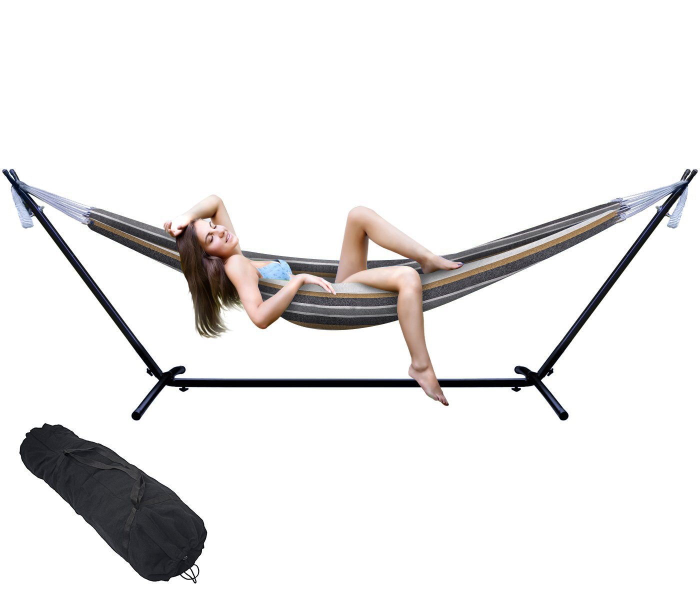 Sorbus 2-Person Premium Cotton Blend Hammock with Steel Stand - 60
