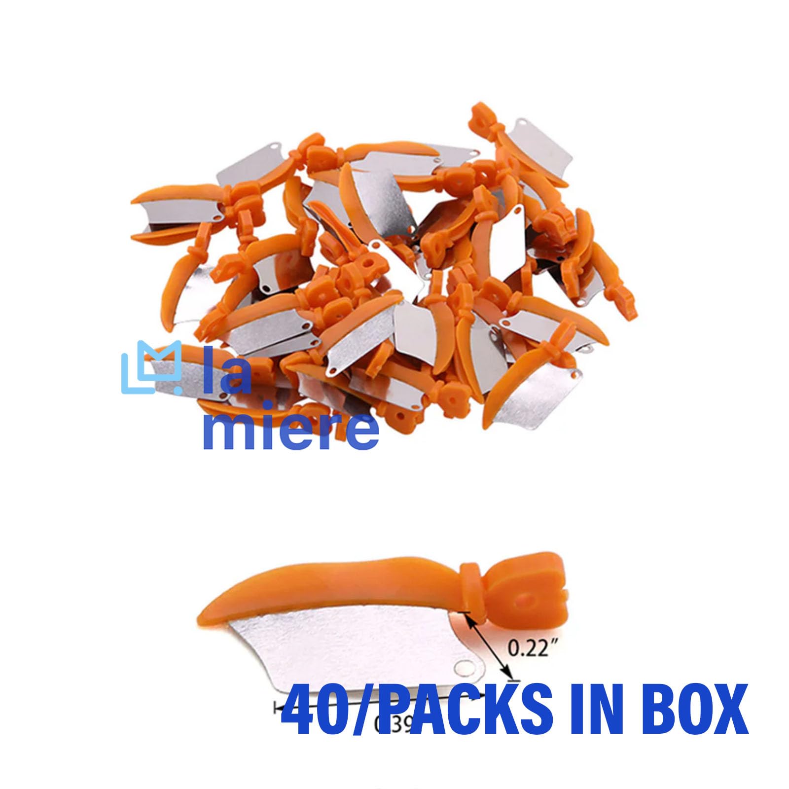 40Pcs Dental Wedge Knife - Stainless Steel Interproximal Plastic Wedges for Teeth (Orange, Medium) - Perfect for Dental Procedures, Orthodontics & Oral Hygiene Care
