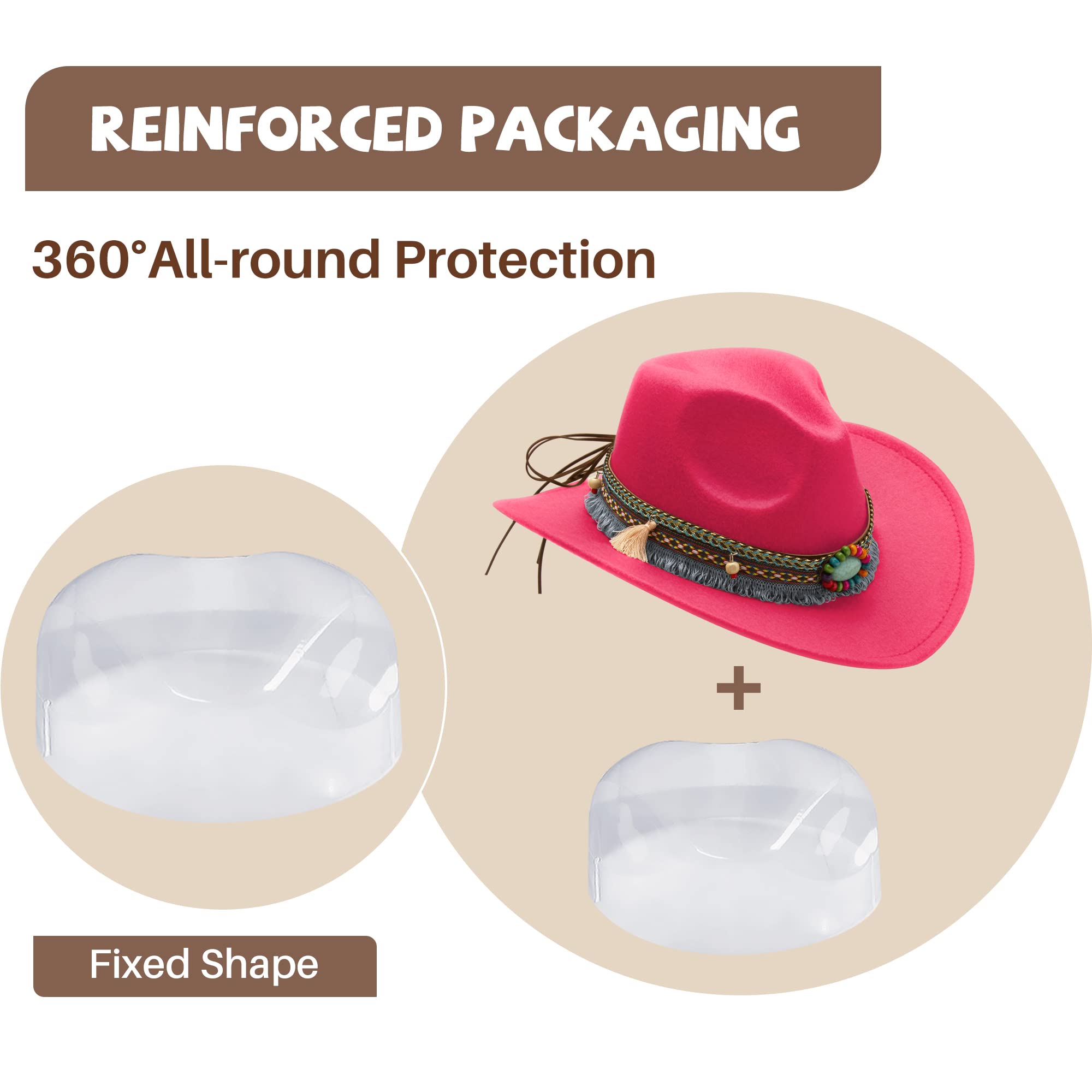 SAJUZEN Wide Brim Felt Cowboy Hat for Women & Men - Western Style Sun Hat for Outdoor, Rodeo, and Country Fashion