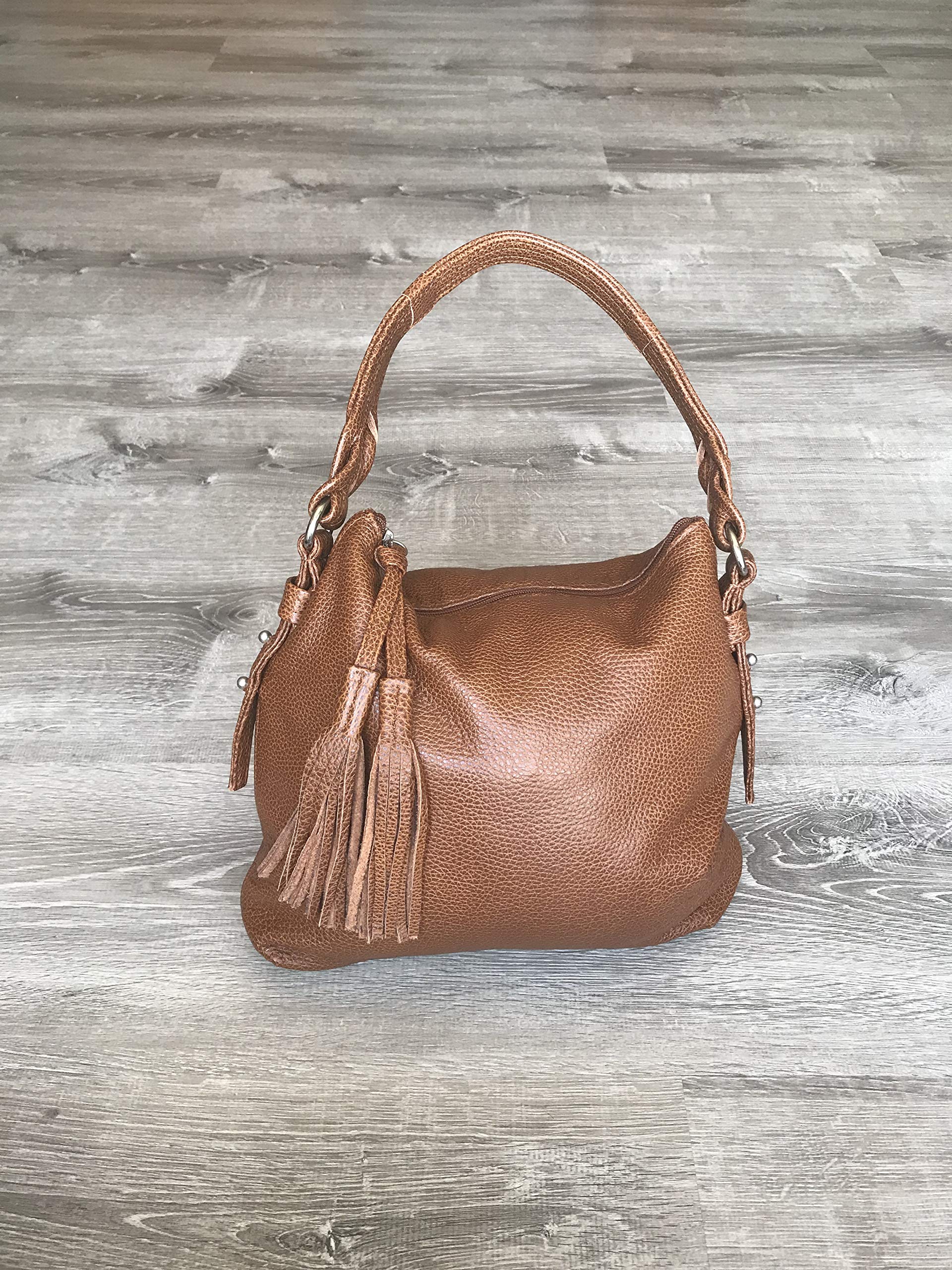 Fgalaze Genuine Leather Shoulder Bag for Women - Brown Tassel Handbag, Trendy Annabelle Style Purse - Perfect for Work, Travel & Everyday Use