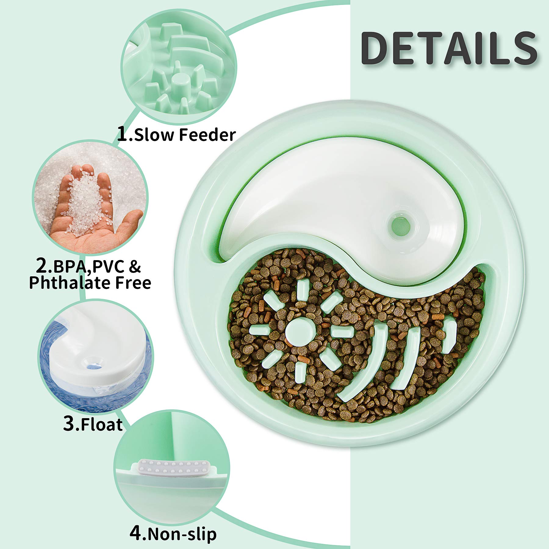 Whitenight Slow Feeder Dog Bowl - Anti-Gulping Interactive Pet Food Dish for Bloat Prevention, Non-Slip & Non-Toxic Healthy Design - Perfect for Fast Eaters, Mealtime Enrichment & Digestive Health (Green, 1 Count)