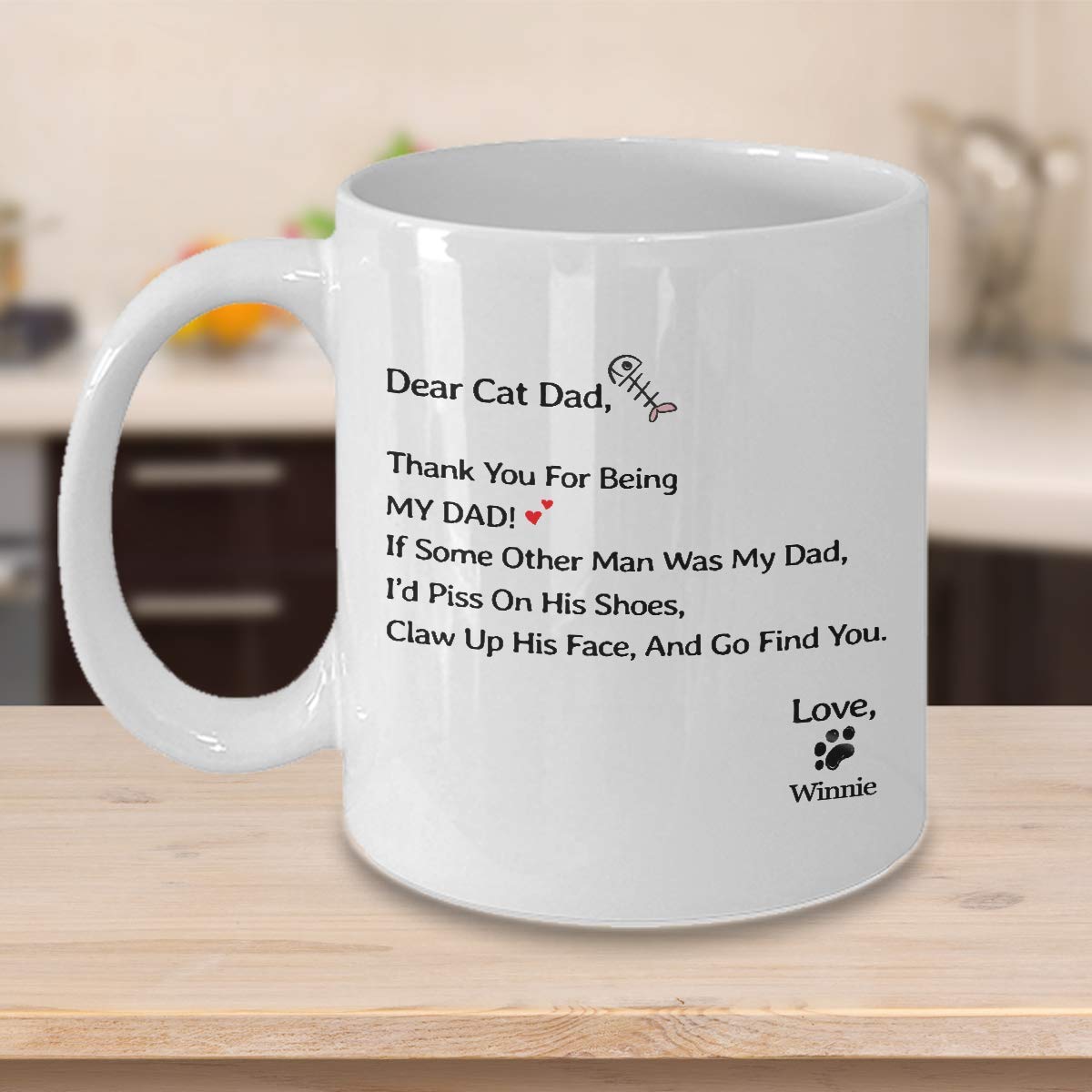 Custom Personalized Dear Cat Daddy Coffee Mug - 11oz Funny Cat Lover Gift with Custom Pet Photo - Perfect for Father's Day, Birthday & Cat Dad Appreciation