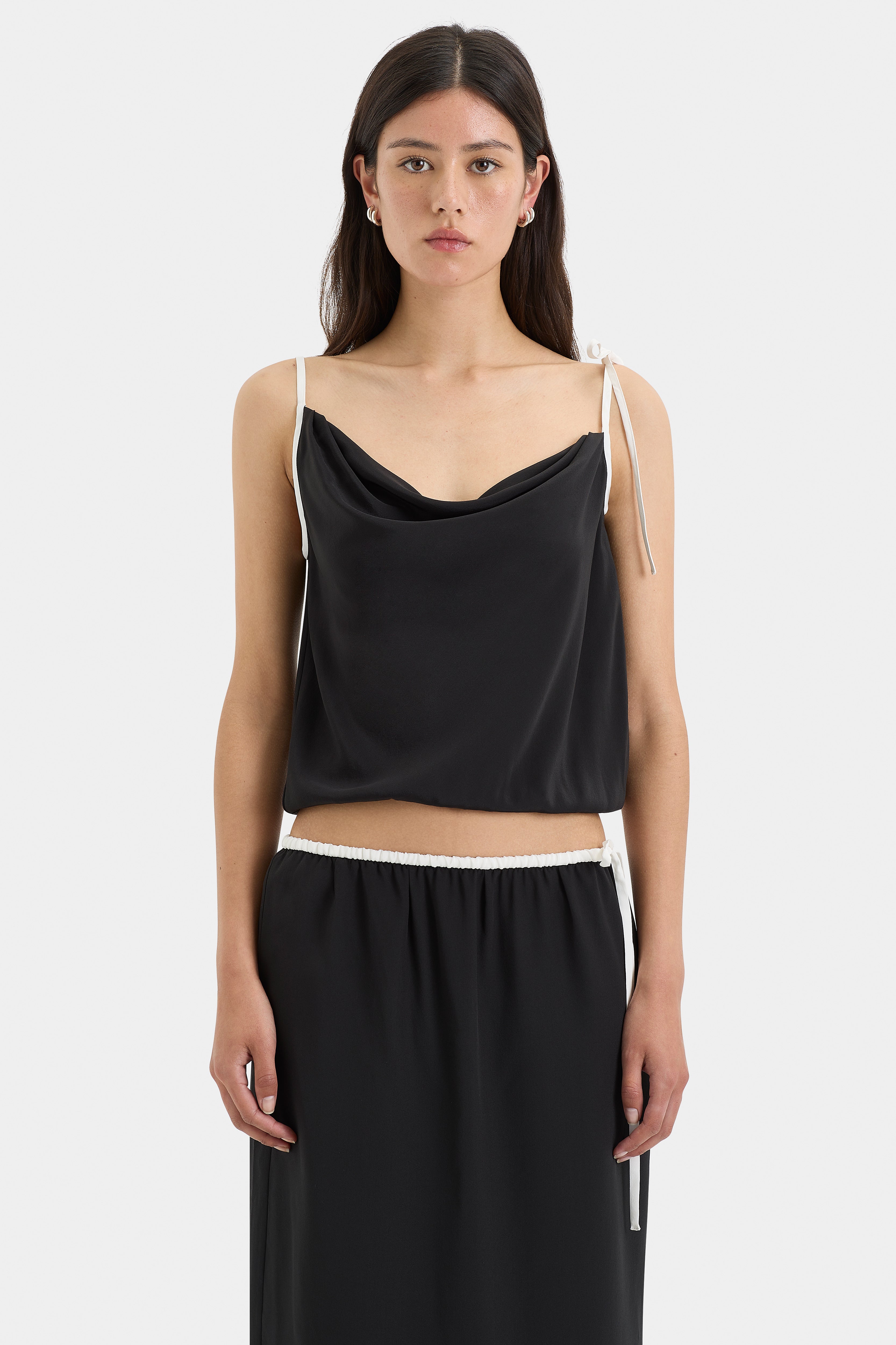 Adrienne Cami Top - Women's Monochrome Sleeveless Tank Top for Layering, Lounge & Casual Wear