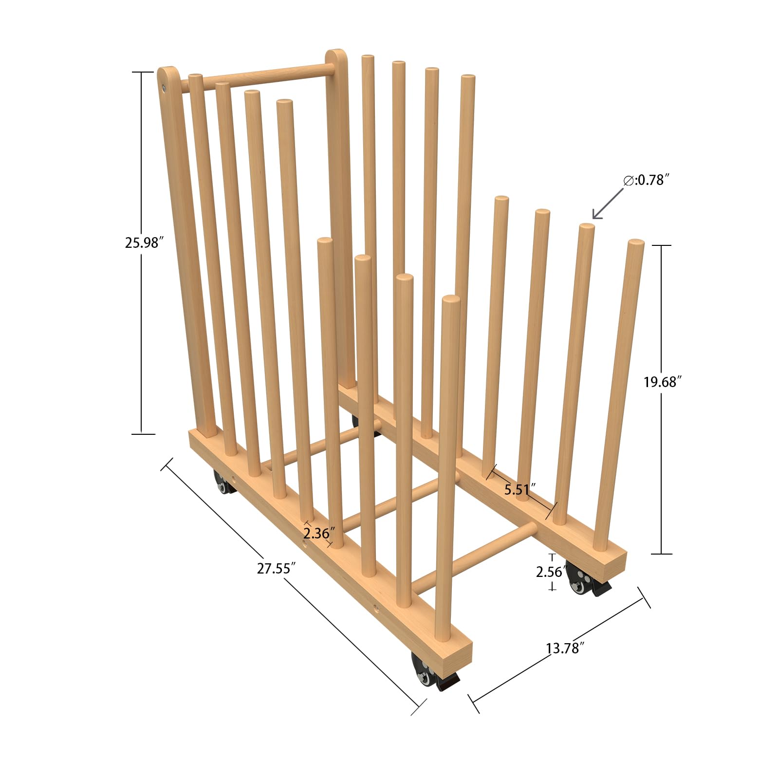 Portable Wooden Art Storage Rack with Handle & Wheels - Canvas Drying Stand for Drawing Boards, Panels & Artworks - Perfect for Art Studios, Galleries & Home Use