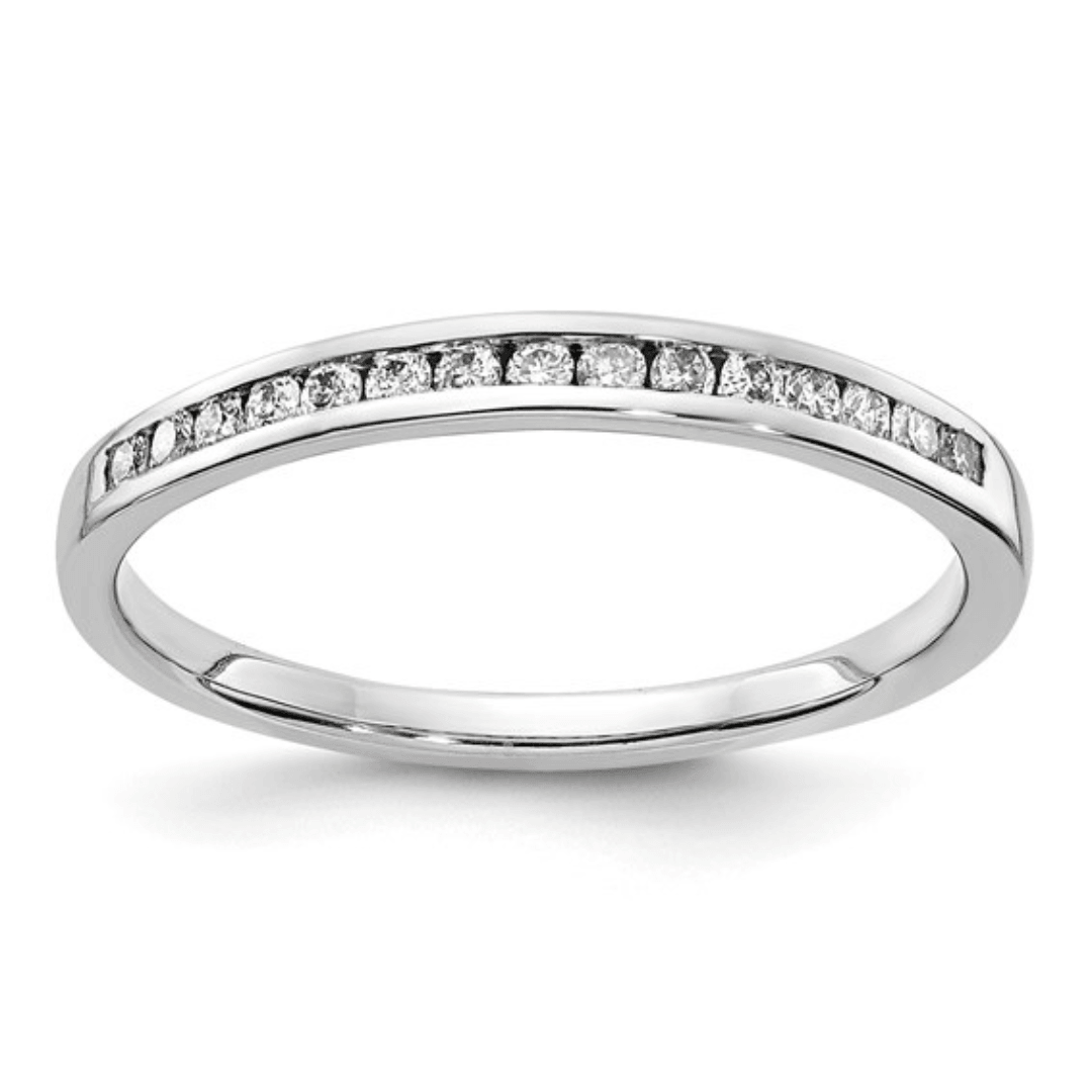 14K White Gold Lab Diamond Channel Set Half Eternity Ring for Women - Perfect for Engagement, Anniversary & Wedding Bands - Durable & Elegant Jewelry Gift