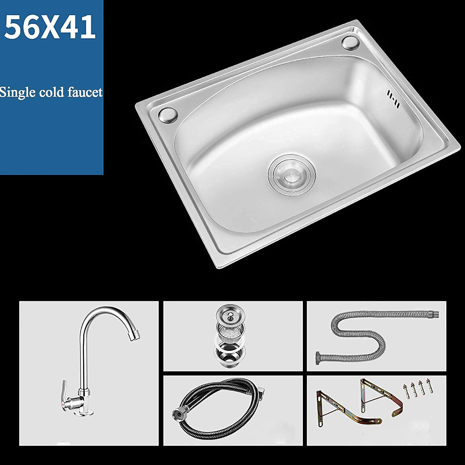 MUSUMI 22 x 16.1 Inch Stainless Steel Commercial Wall Mount Sink with Faucet - Heavy Duty Hand Washing Basin for Restaurant, Kitchen, Home & Bar Use - Ideal for Food Prep, Dishwashing & Hygiene Stations