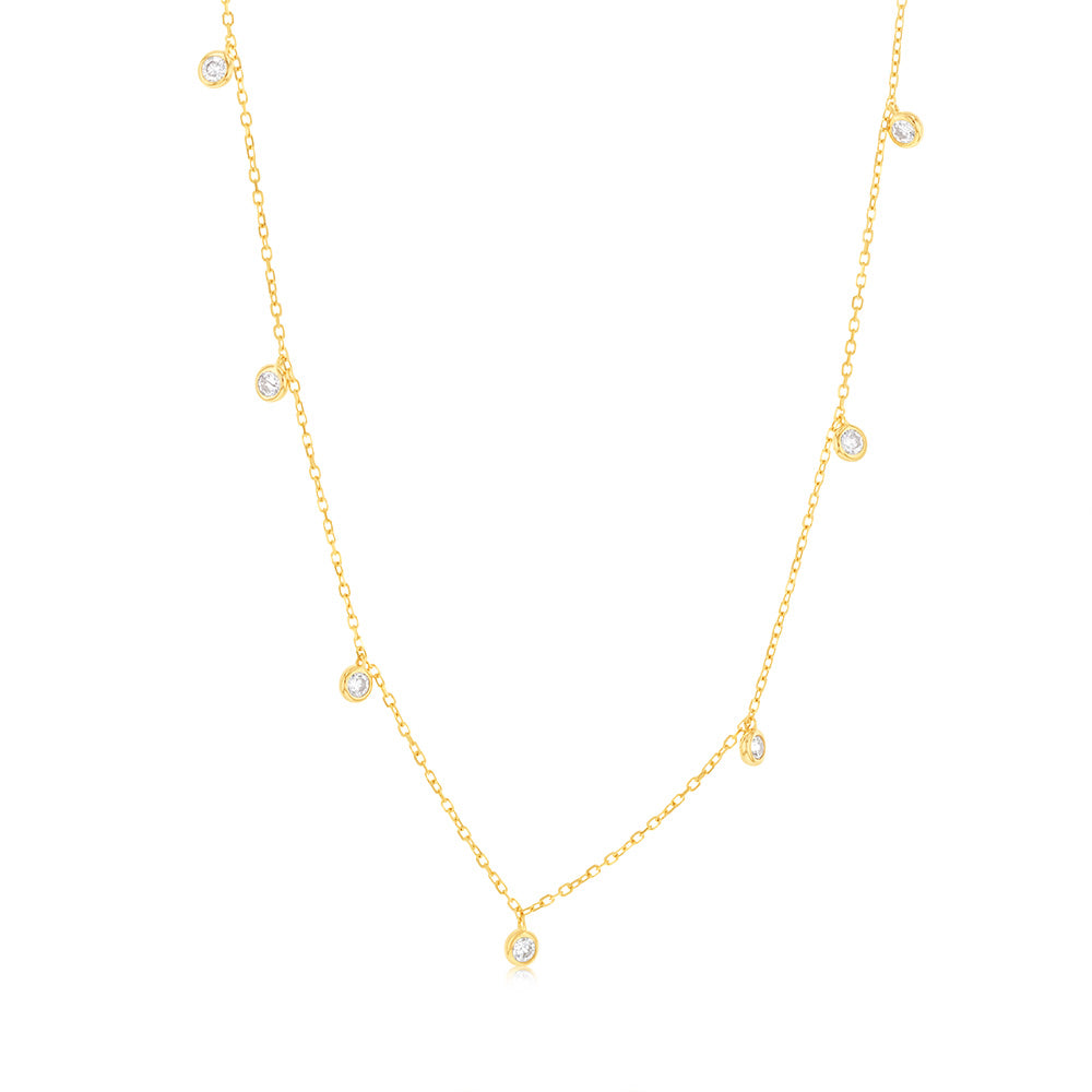 9ct Yellow Gold 2mm Cubic Zirconia Charm Pendant on 45cm Chain - Elegant Jewelry Gift for Women, Perfect for Birthdays, Anniversaries & Special Occasions