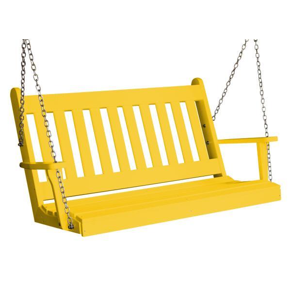 Poly Traditional English Porch Swing - Heavy Duty Outdoor Hanging Bench for Garden, Patio, Deck - Weather Resistant & Comfortable for Relaxing