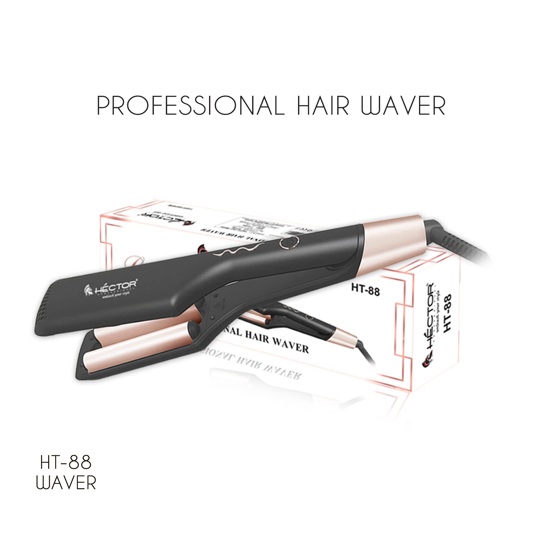 HECTOR Professional Corded Electric Hair Waver - Black | Salon-Quality Hair Smoother & Styler for Waves & Curls | Perfect for Home Use, Parties & Special Occasions