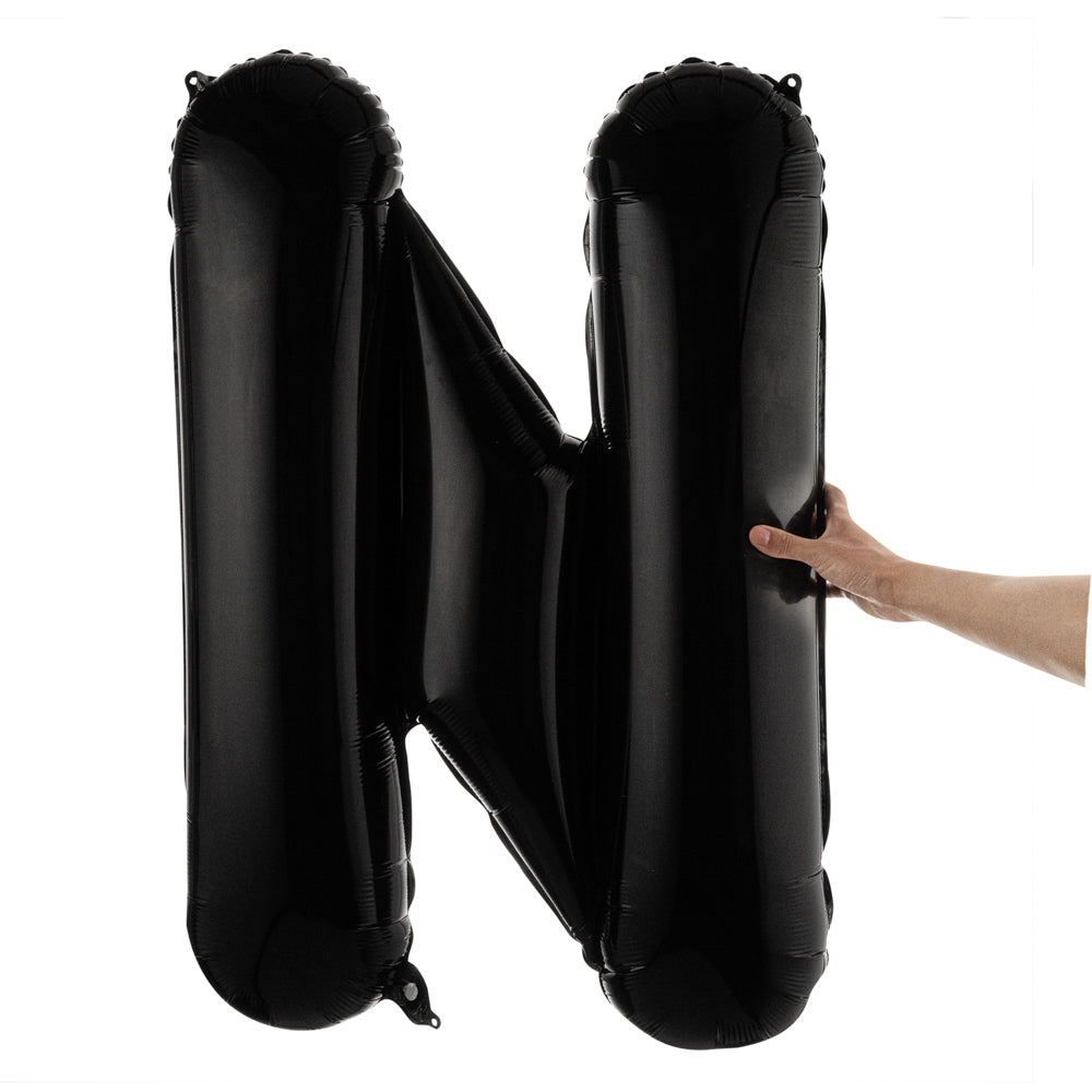 Black Mylar Letter N Balloon - 40 Inch Large Foil Alphabet Balloon for Birthday Party Decorations, Baby Shower, Graduation & Special Events (1 Count)