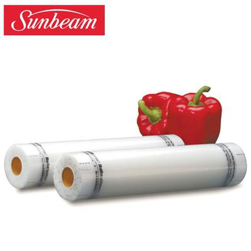 SUNBEAM VS0520 28cm Food Saver Vacuum Sealer Bags - Double Roll for Freshness & Long-Term Storage | Perfect for Sous Vide, Freezing, and Meal Prep