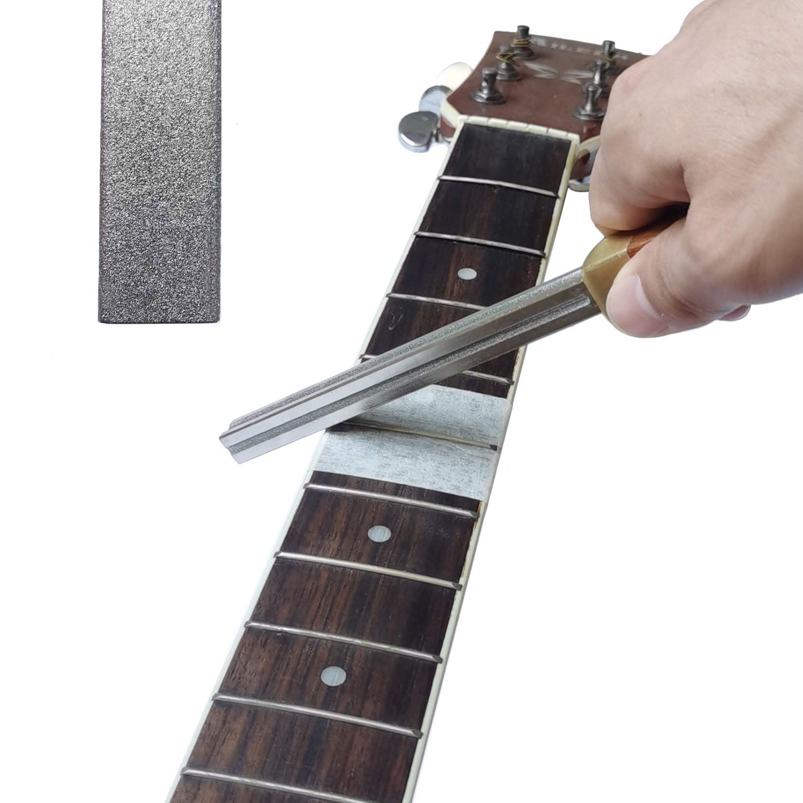 4th Generation Upgraded Baroque Guitar Fret Crowning File - 3 Crowning Grooves & Full Grit Side - Professional Luthier Leveling Tool for Electric, Acoustic Guitar, Ukulele, Bass, Banjo - Perfect for Fret Maintenance & Instrument Repair