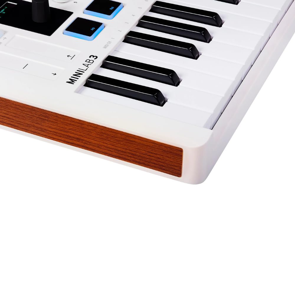 Arturia MiniLab 3 25-Key MIDI Keyboard Controller with Omnidirectional Lavalier Mic, USB Cable & Polishing Cloth - Compact USB MIDI Keyboard for Music Production, Recording Studio & Live Performance (Includes Software & 3.5mm Omni Mic)