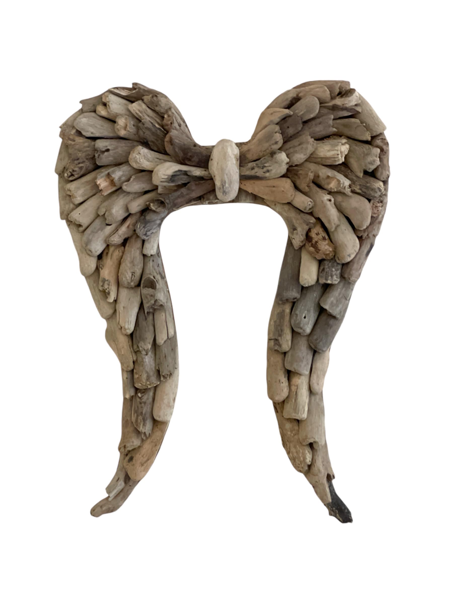 OMA Handcrafted Driftwood Angel Wings Wall Sculpture - Large Size Coastal Nautical Wall Art, Rustic Vintage Home Decor for Living Room, Bedroom & Beach House