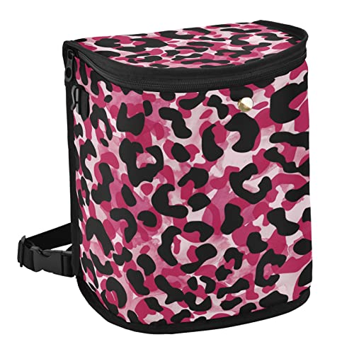 Waterproof Leopard Print Car Trash Can with Lid - Collapsible Hanging Auto Garbage Bin, Leak-Proof Organizer for Vehicles | Perfect for Road Trips, Commuting & Keeping Your Car Clean