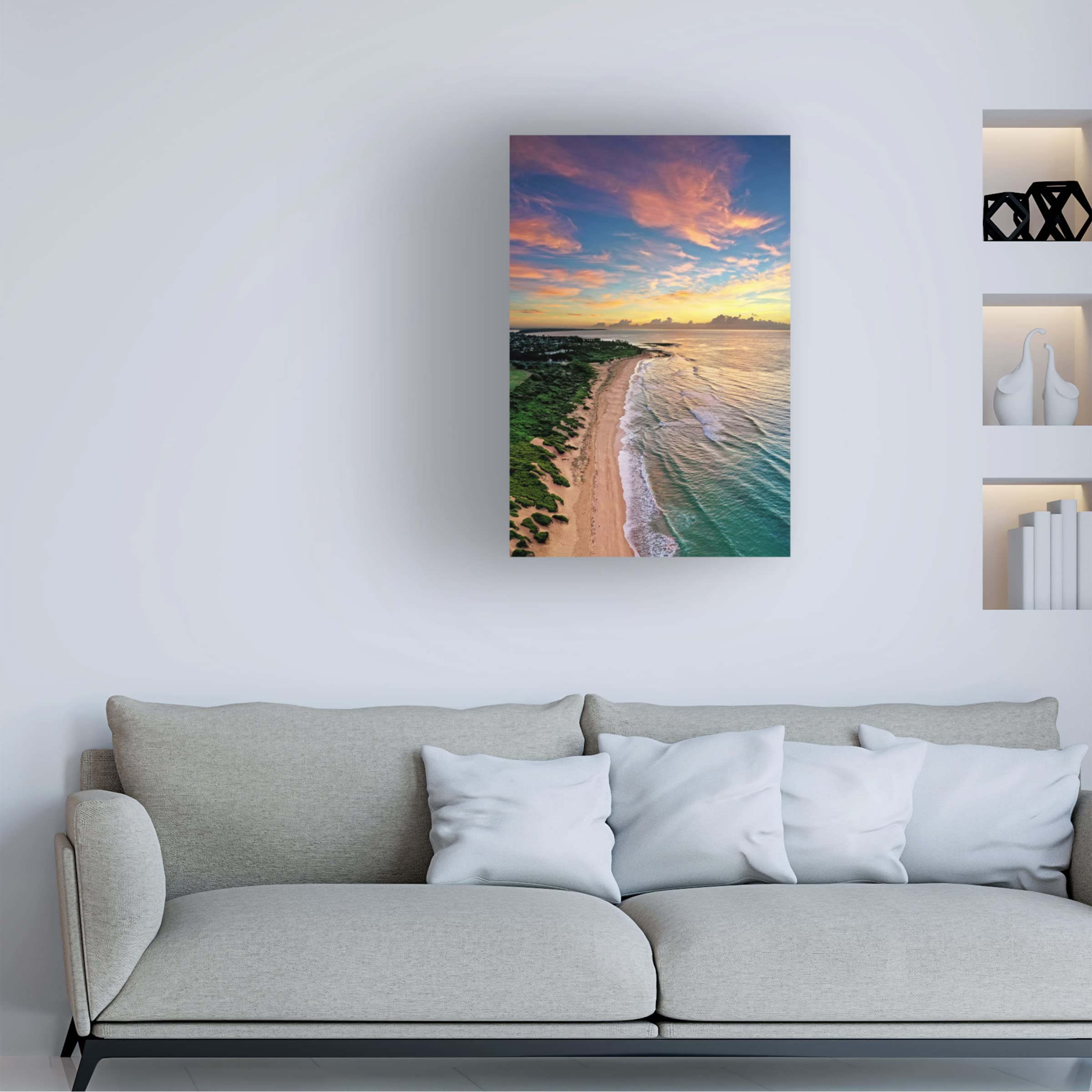 Trademark Fine Art 'Shelly Beach Sunrise' Canvas Wall Art Print by Beata Czyzowska Young - Coastal Sunrise Painting for Living Room, Bedroom & Office Decor