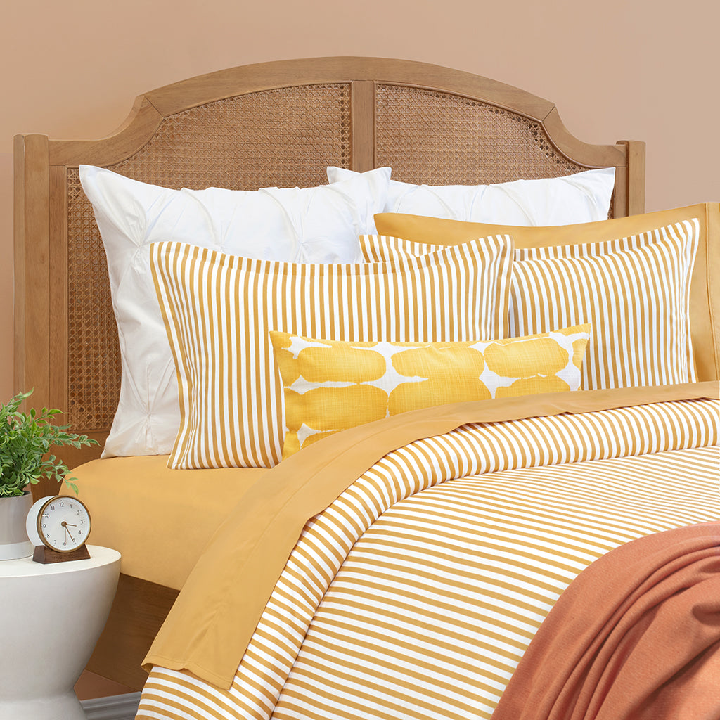 Premium Ochre Larkin Duvet Cover Set - Soft 100% Cotton King/Queen Size Bedding - Perfect for Master Bedroom & Guest Room Decor