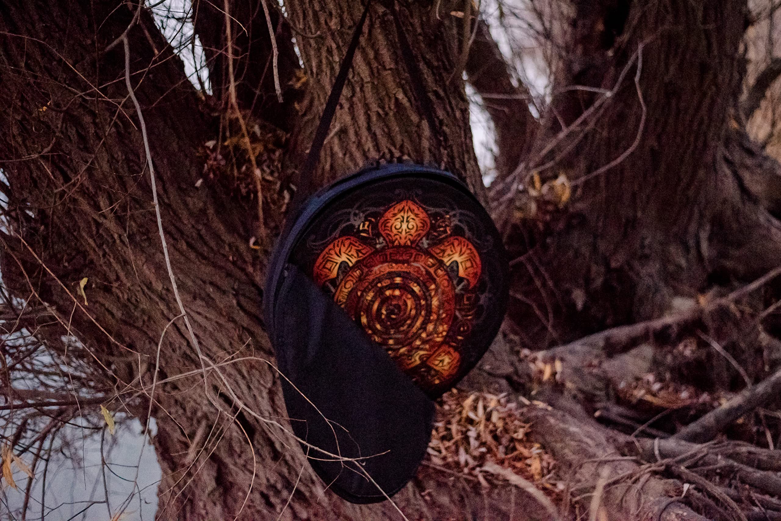 Shaman Vegan Totem Turtle Drum - 24'' Native Frame Drum with Deep Bass Sound & Tunable Membrane | Sound Healing Tool & Light Hand Drum for Meditation, Yoga, and Spiritual Ceremonies