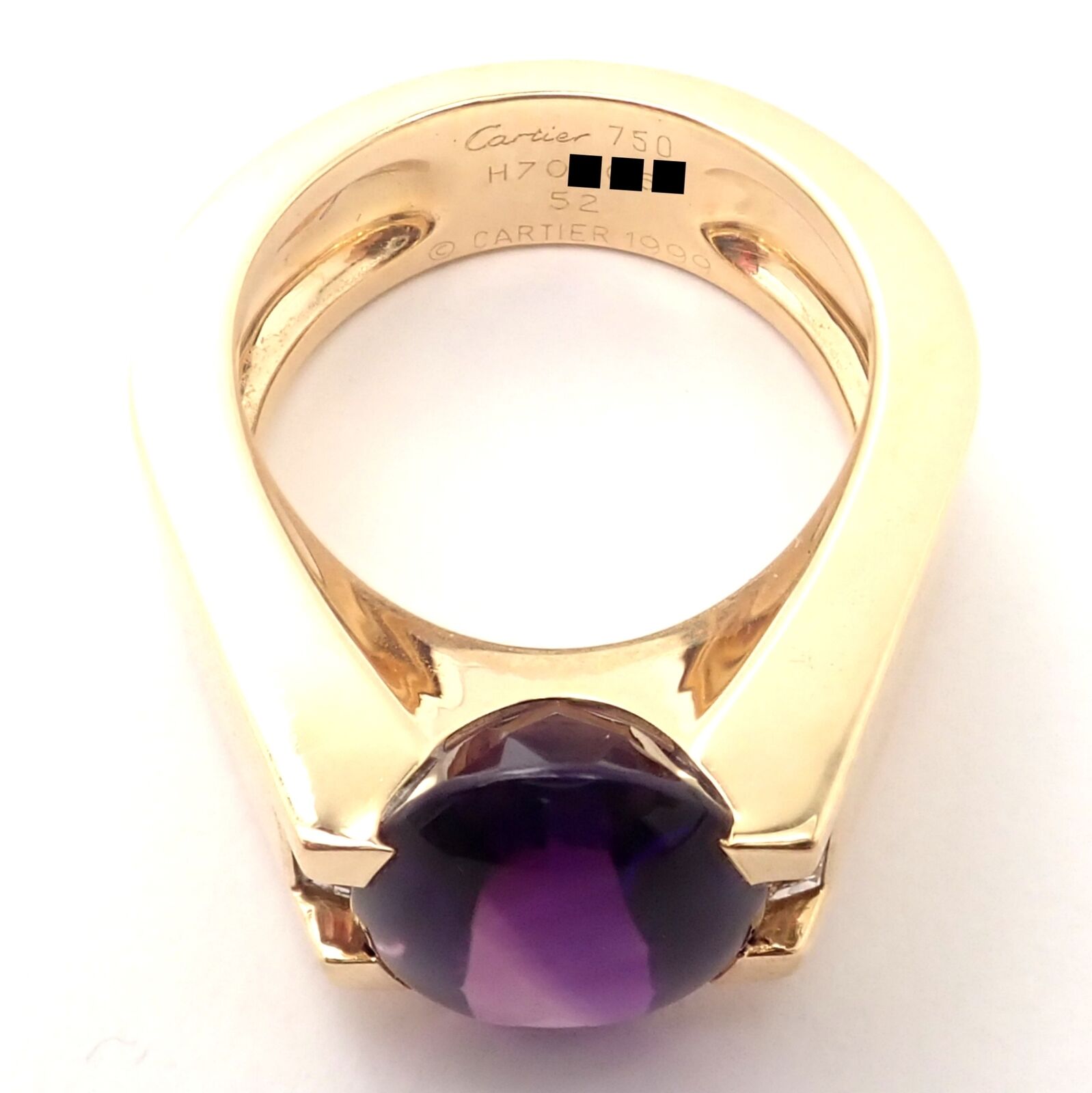 Authentic Cartier Tankissi 18K Yellow Gold Diamond Large Amethyst Ring - Luxury Jewelry for Women, Perfect for Weddings, Anniversaries & Special Occasions