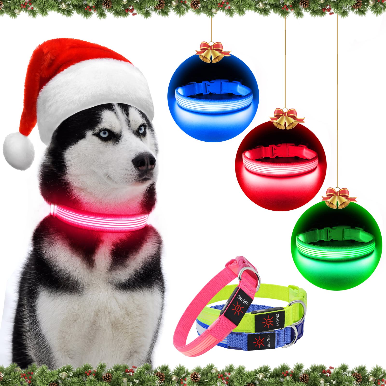 YFbrite USB Rechargeable LED Dog Collar - Super Bright Adjustable Glowing Collar for Night Walking, Safety & Visibility (Pink, Medium) - Perfect for Evening Walks, Jogging, and Outdoor Adventures with Your Pet