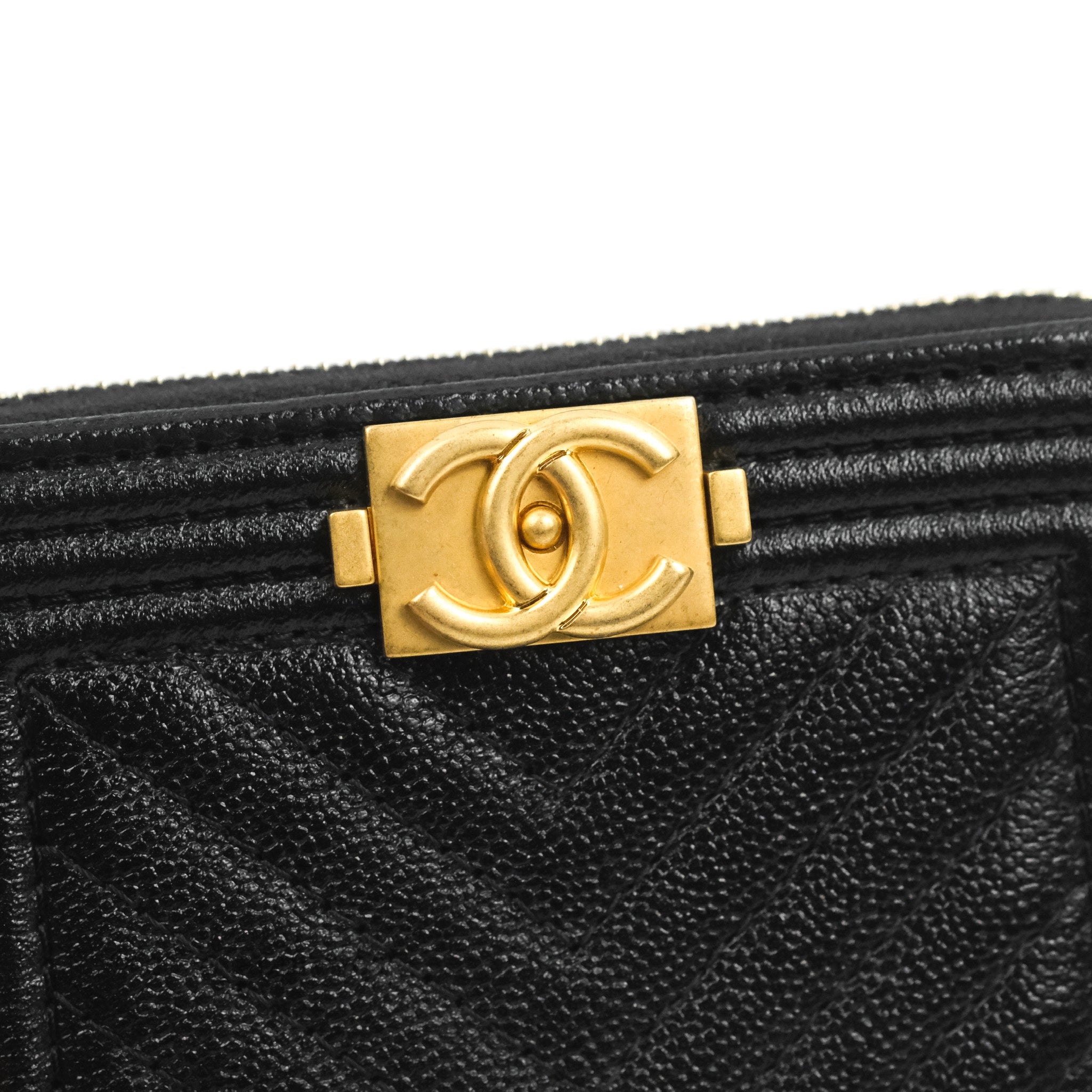 Chanel Chevron Boy Zip Card Holder in Black Caviar Leather with Gold Hardware - Luxury Wallet for Women, Perfect for Everyday Use & Gift Giving