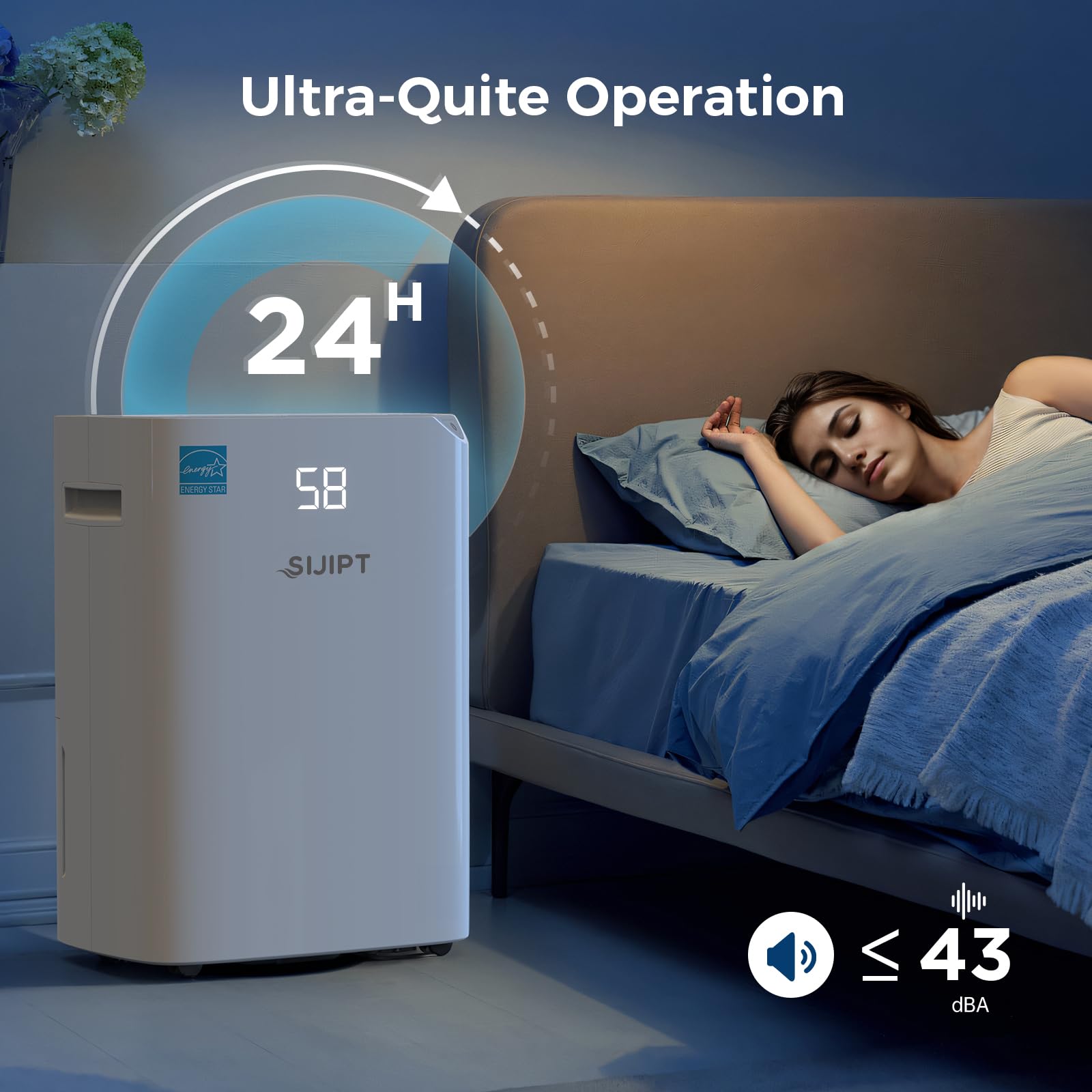 **Energy Star 100 Pint Dehumidifier for Basement & Large Rooms (6,000 Sq. Ft) – Quiet Operation, Adjustable Humidity Control, 24H Timer, 1.5 Gal Water Bucket with Drain Hose – Ideal for Home, Office & Storage Spaces**