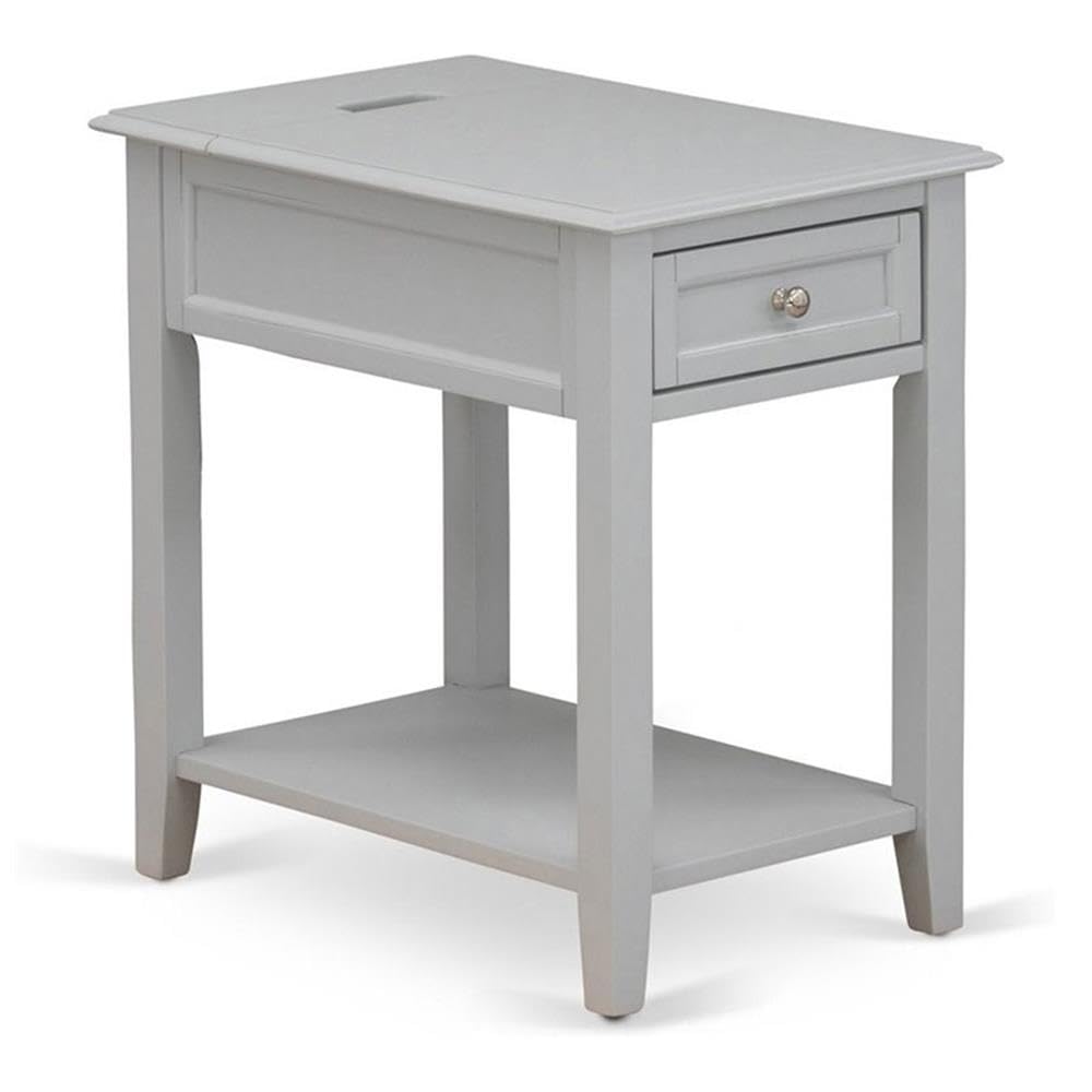 Denison Modern End Table with Drawer - 24x19 Inch Rectangle Nightstand for Bedroom, Urban Gray - Perfect for Small Spaces, Apartment Living & Contemporary Home Decor