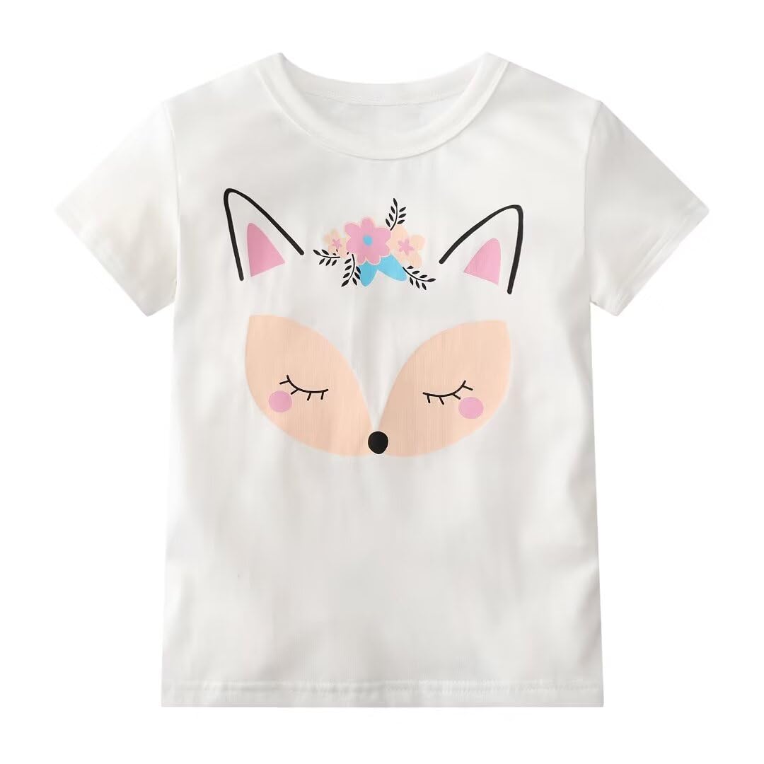 Girls Short Sleeve Cotton T-Shirts for Toddlers - Soft Summer Tops for Kids Ages 2-7 Years | Perfect for Playdates, Preschool & Outdoor Activities