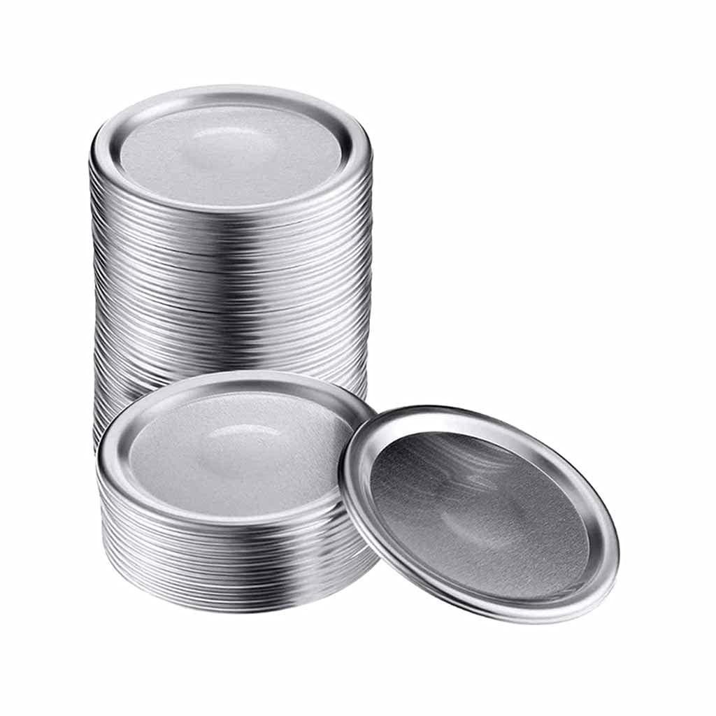 50-Pack Wide Mouth 86mm Mason Jar Lids - Reusable Leak-Proof Split-Type Silver Canning Lids with Silicone Sealing Rings for Home Canning, Food Storage & DIY Projects