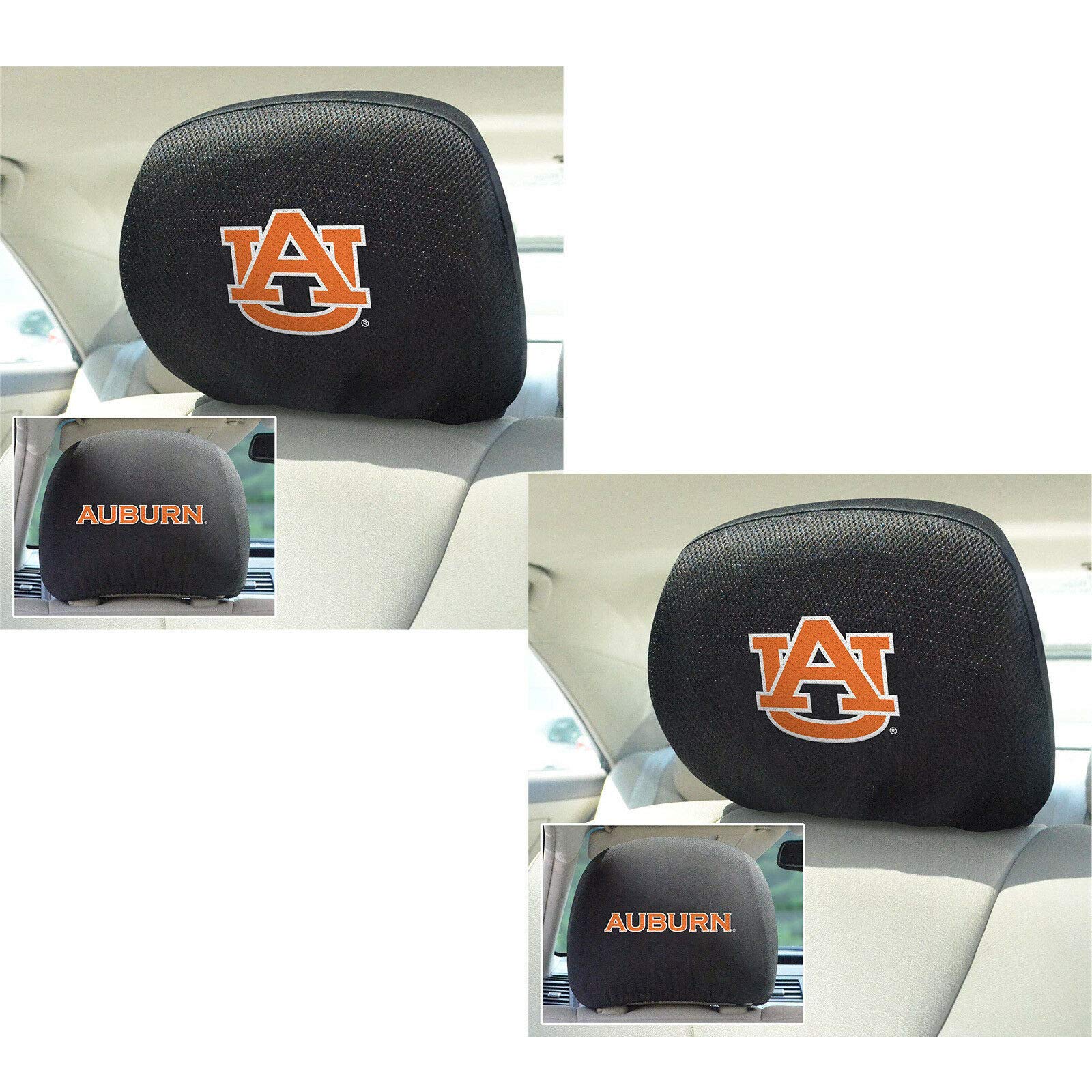 Officially Licensed Auburn Tigers Fan Bundle - AAC FANMATS NCAA Carpet Floor Mats with Headrests (6-Piece Set) | Perfect for Game Day Decor, Dorm Room Essentials & Tailgating Accessories
